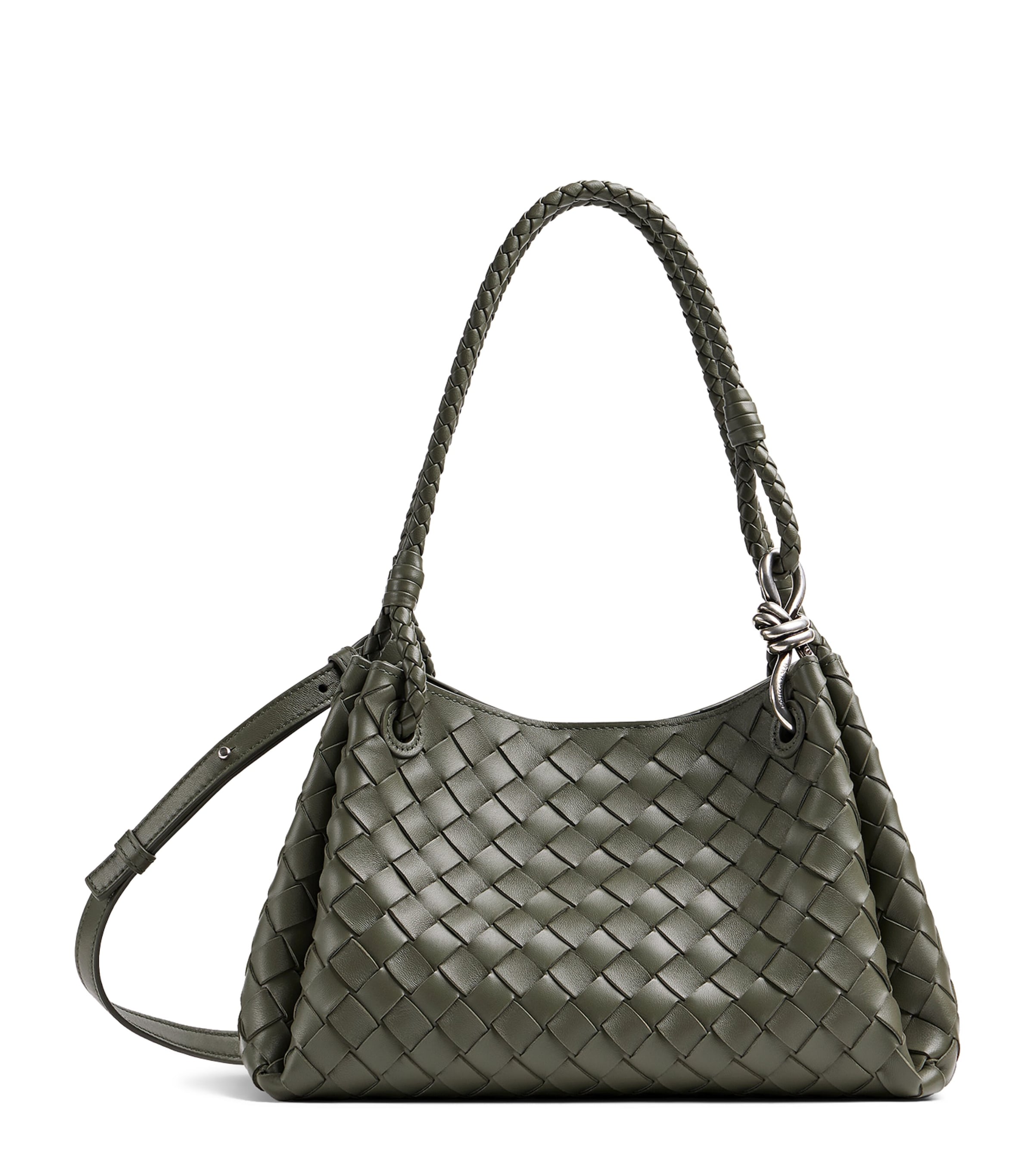 Bottega Veneta Intrecciato Leather Parachute Shoulder Bag In Green