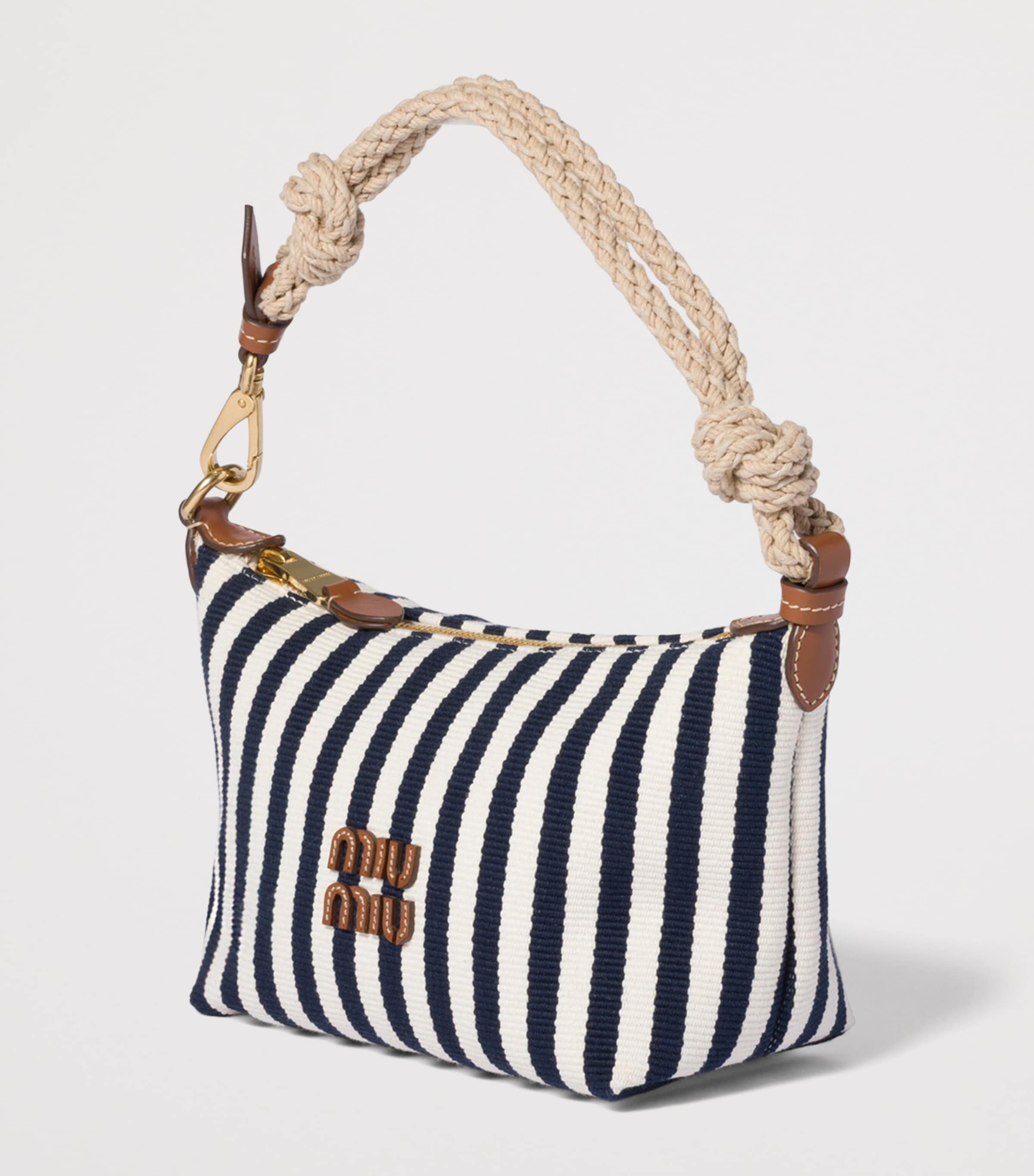 Miu Miu Stripe Logo Pouch Blue Image 2