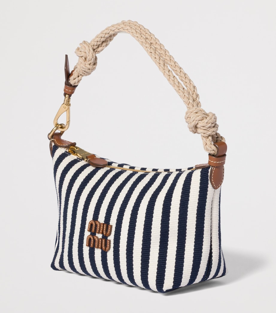 Miu Miu Stripe Logo Pouch Blue Image 2