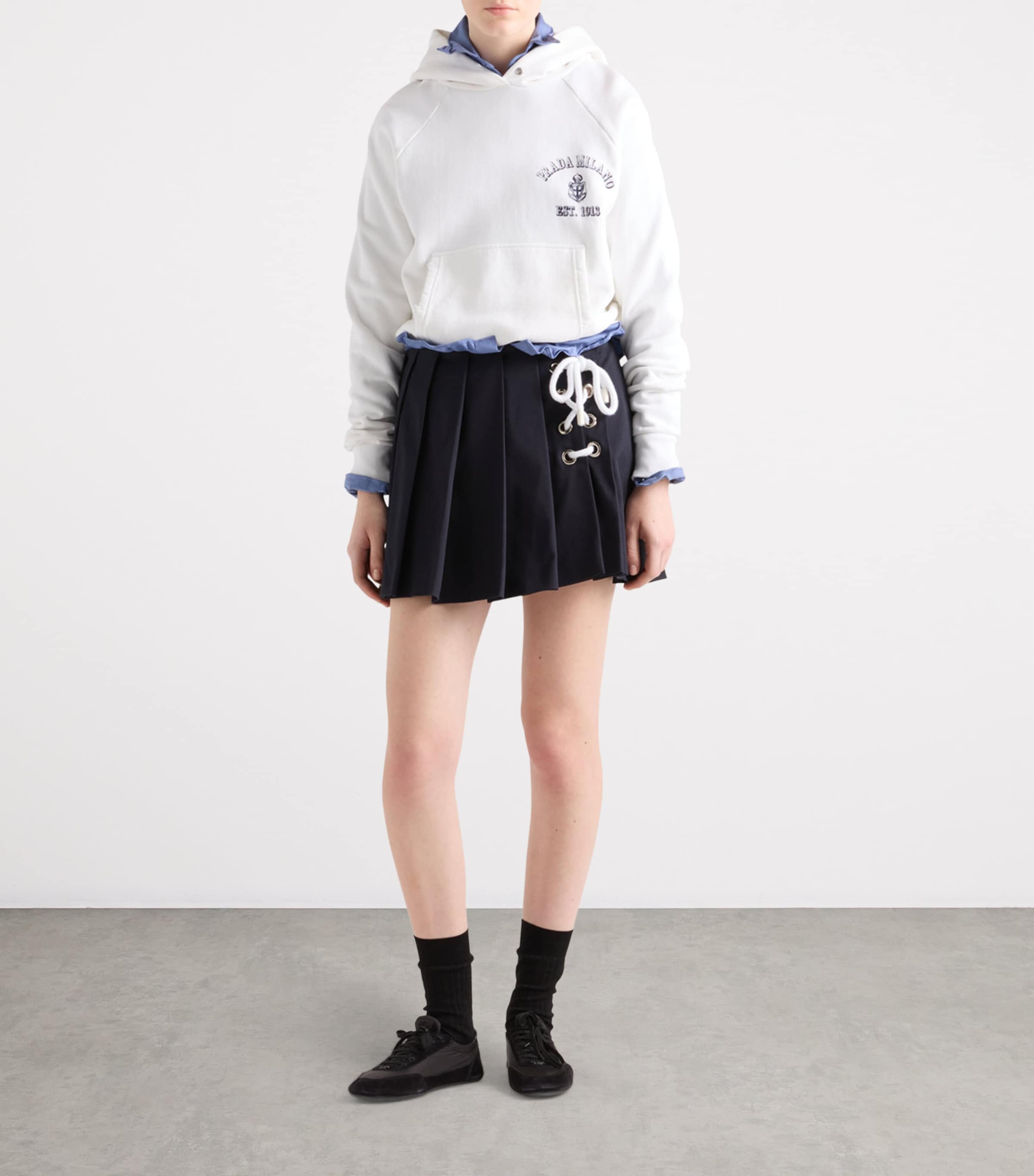 Prada Womens Cotton Logo Hoodie Image 2