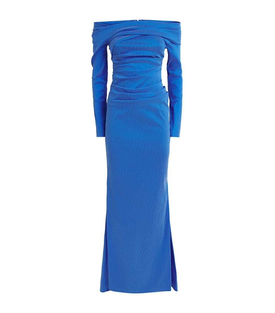 Talbot Runhof Womens Taffeta Gown Periwinkle Image 1