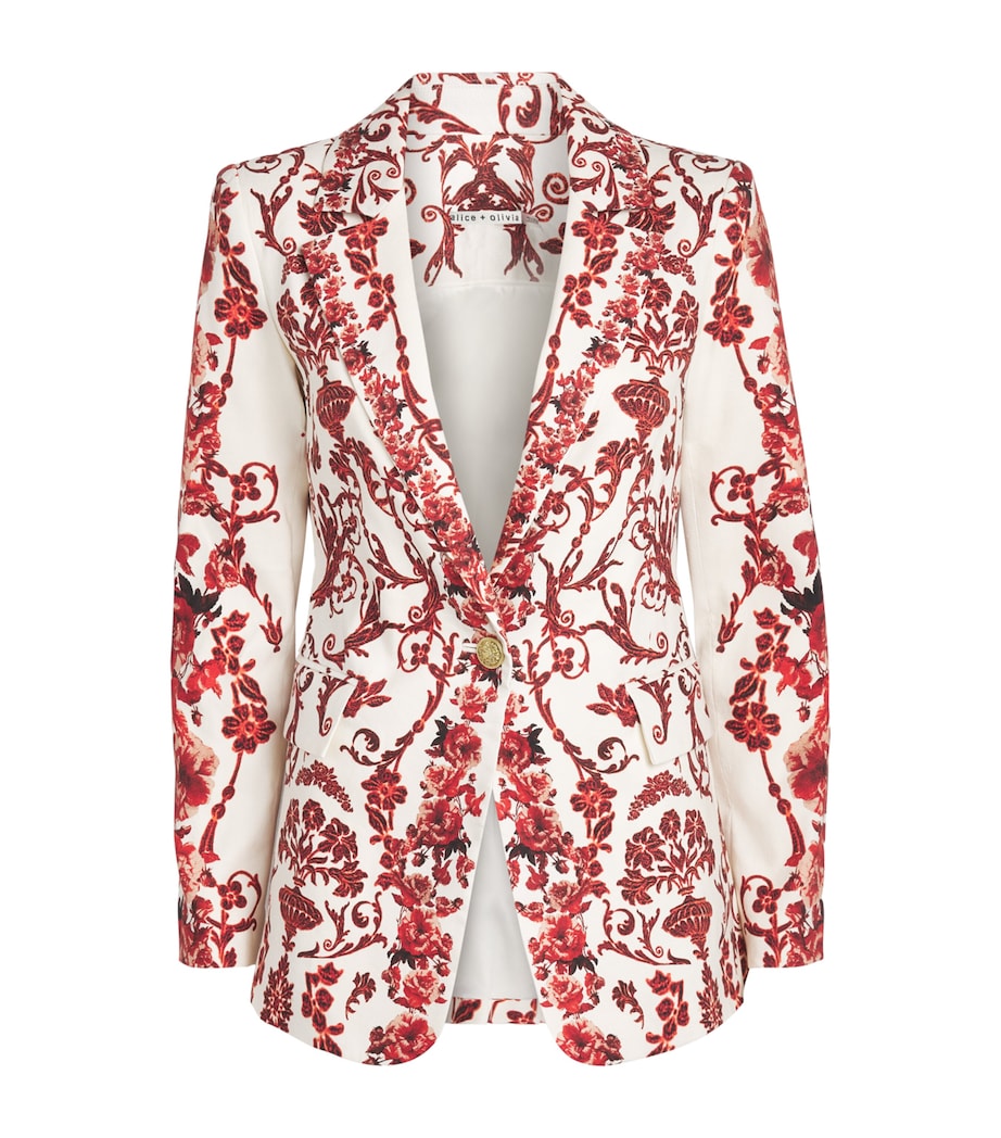 Alice+Olivia Womens Linen-Blend Printed Macey Blazer Winding Road Image 1