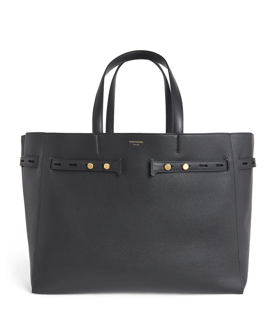 Thom Browne Leather Cabas Tote Bag Black Image 1