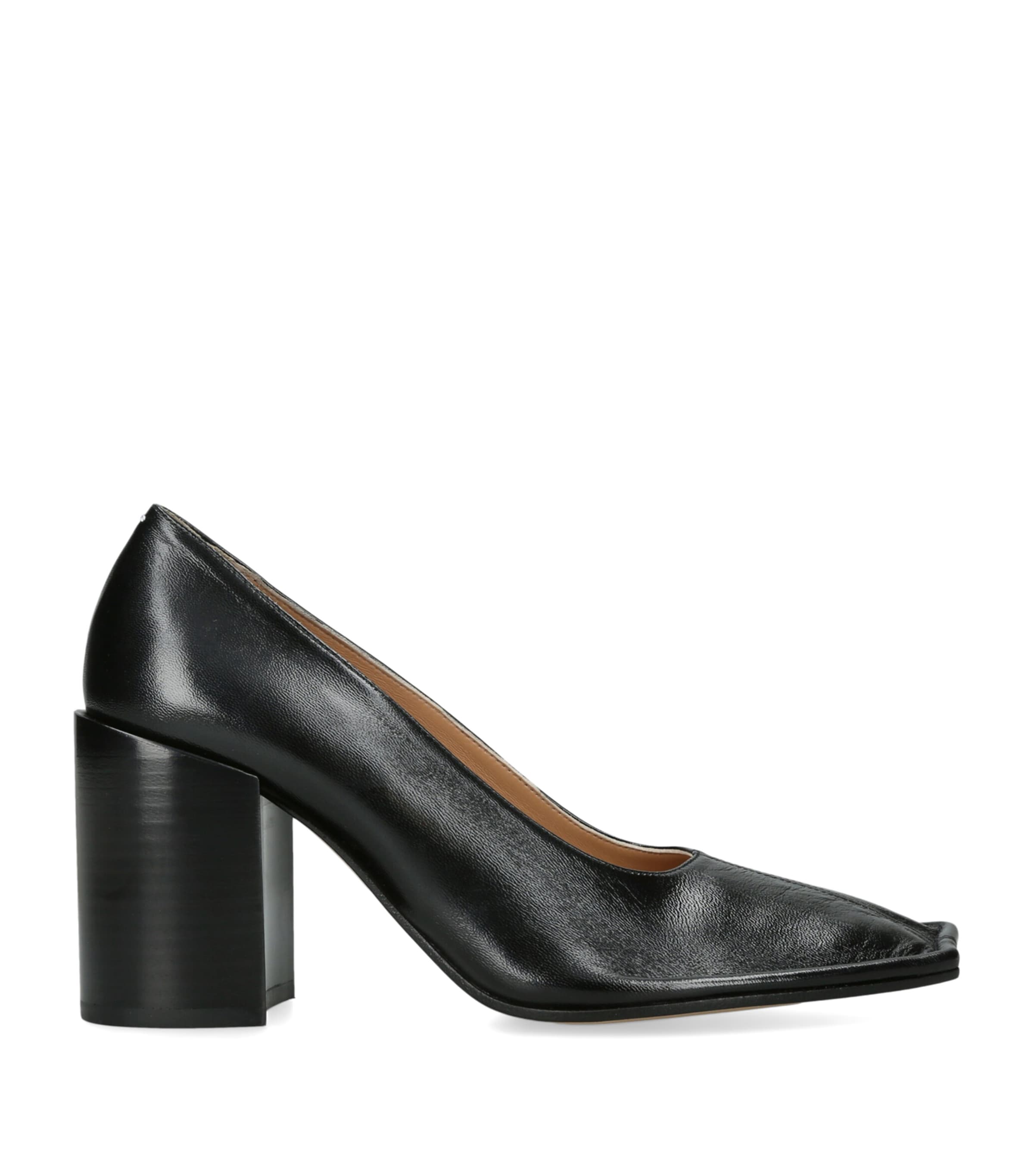 Maison Margiela Leather Piped Heeled Pumps 85 Black Image 1
