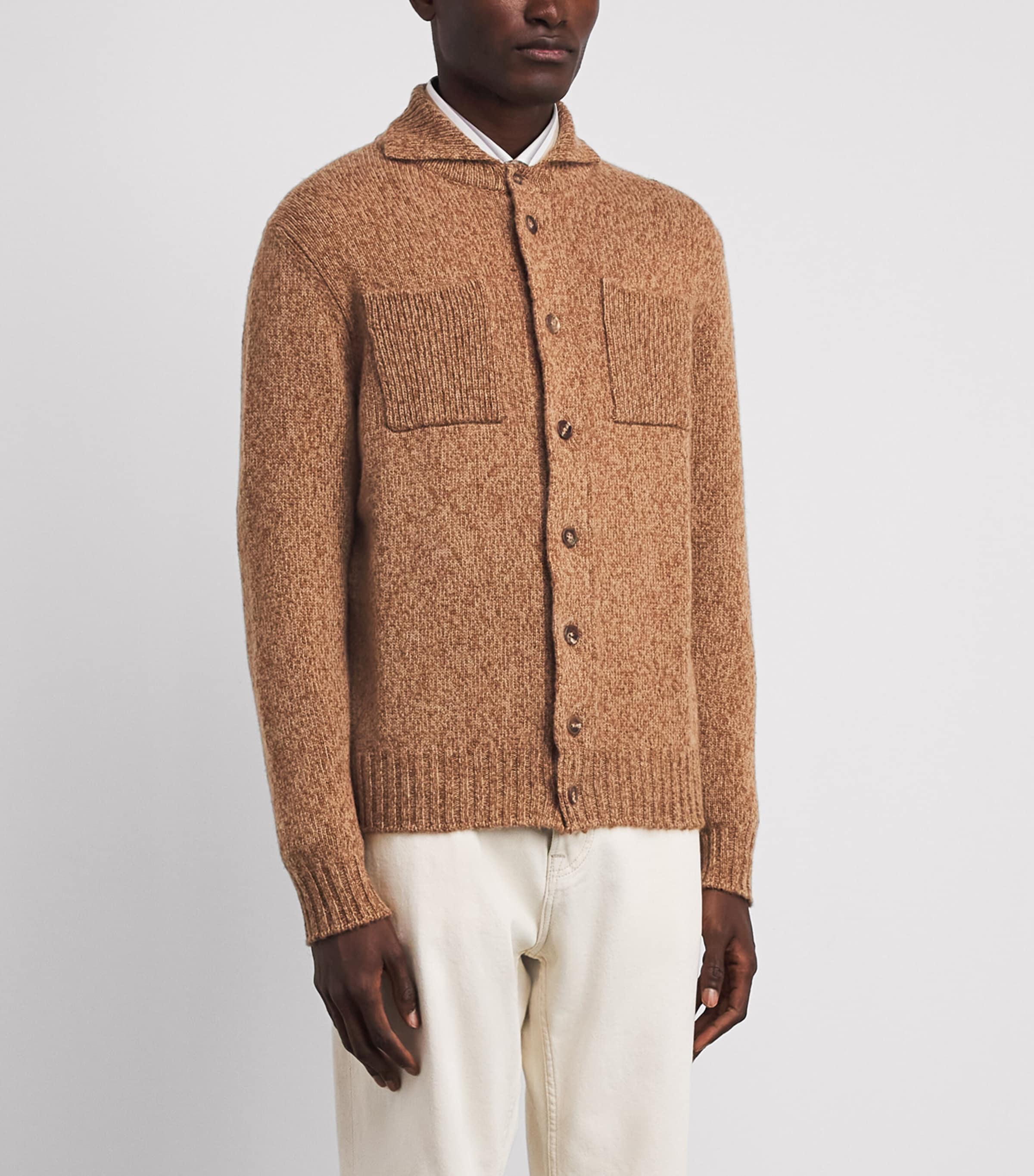 Fioroni Cashmere Mens Cashmere-Silk Mock-Neck Cardigan Image 4