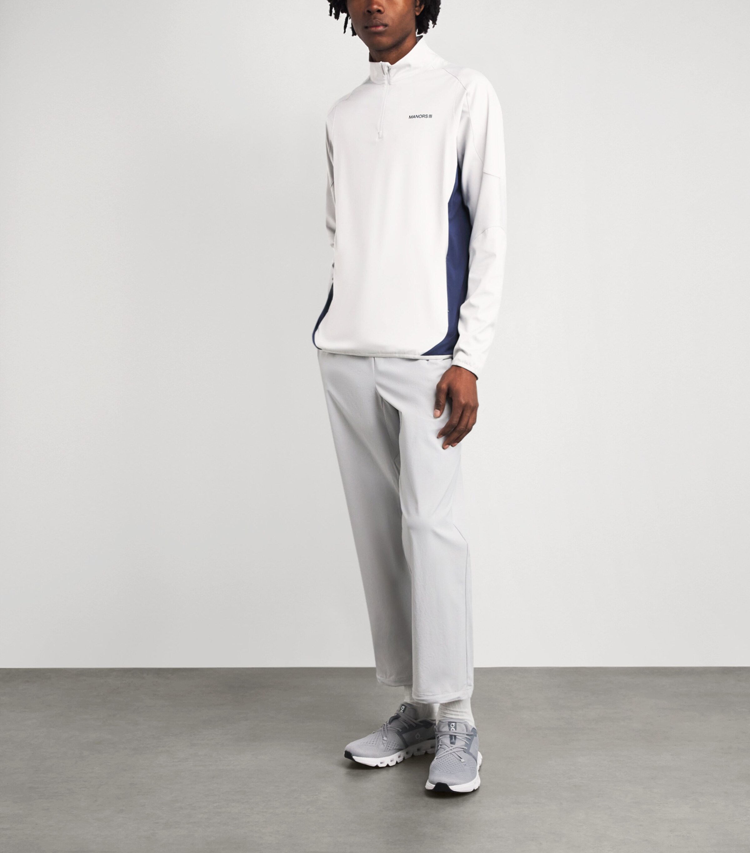 Manors Mens Tech Quarter-Zip 2.0 Mid-Layer Vapour Grey Image 2