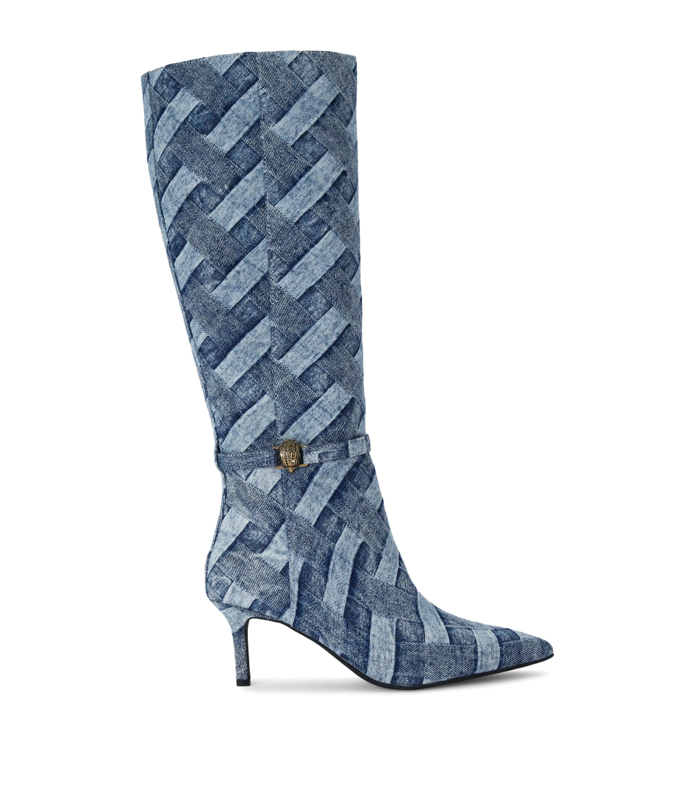 Kurt Geiger Denim Kensington Flexi Knee-high Boots In Blue