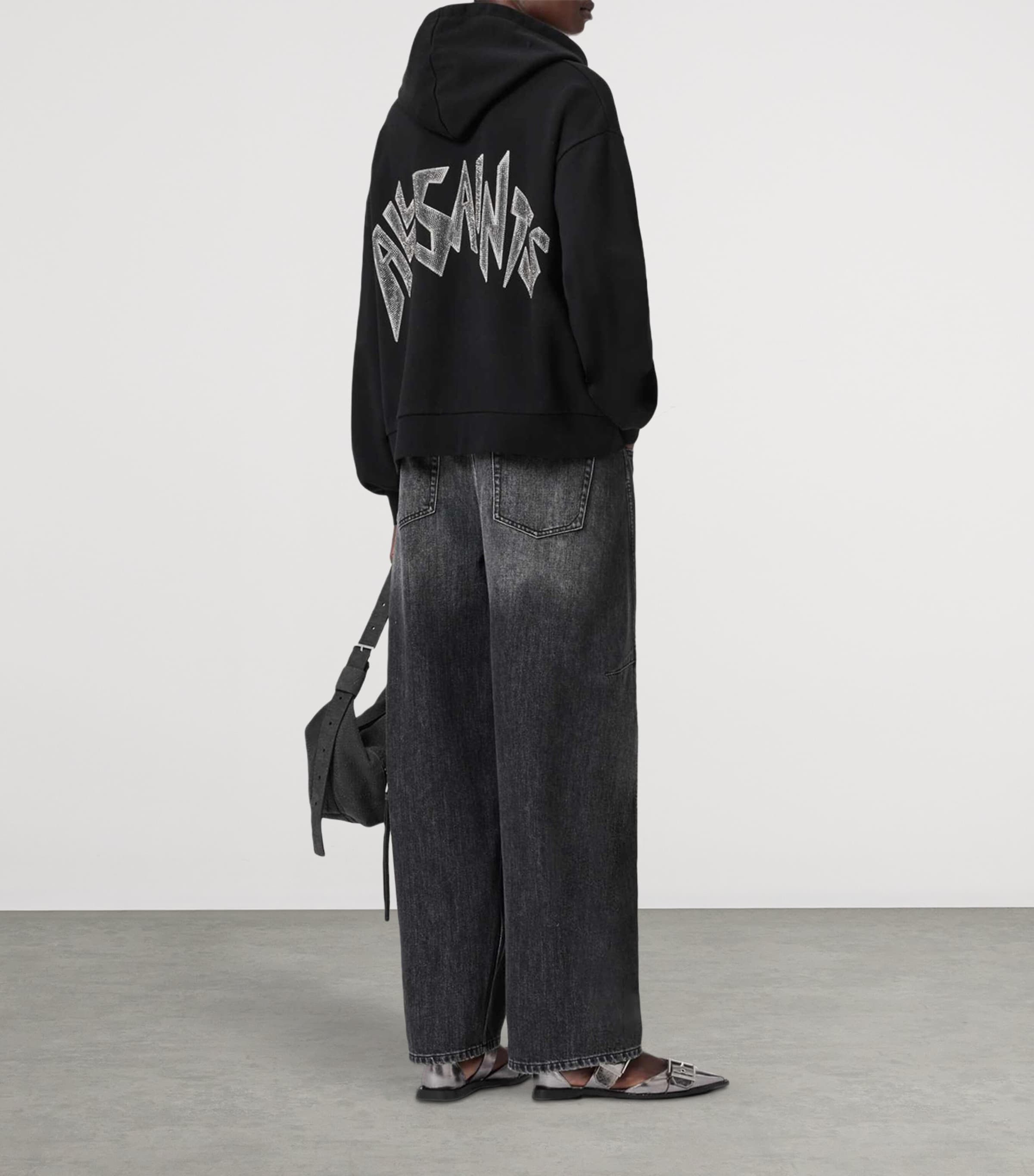 Organic Cotton Zinc Oversized Rhian Hoodie BLACK Image 3