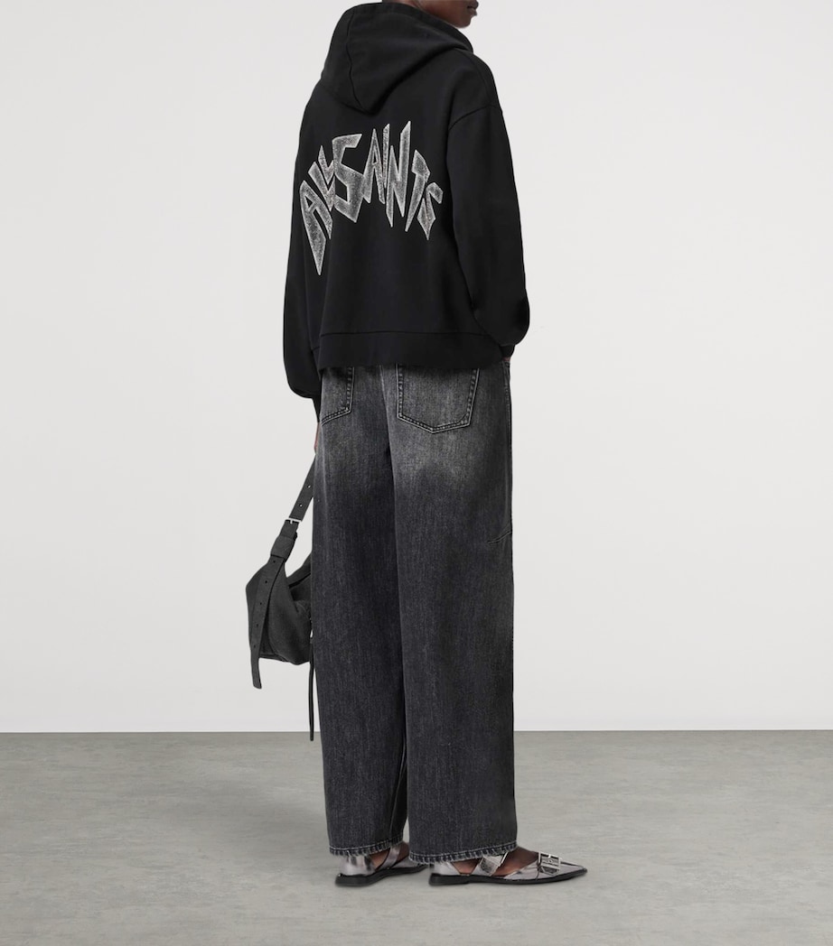 Organic Cotton Zinc Oversized Rhian Hoodie BLACK Image 3