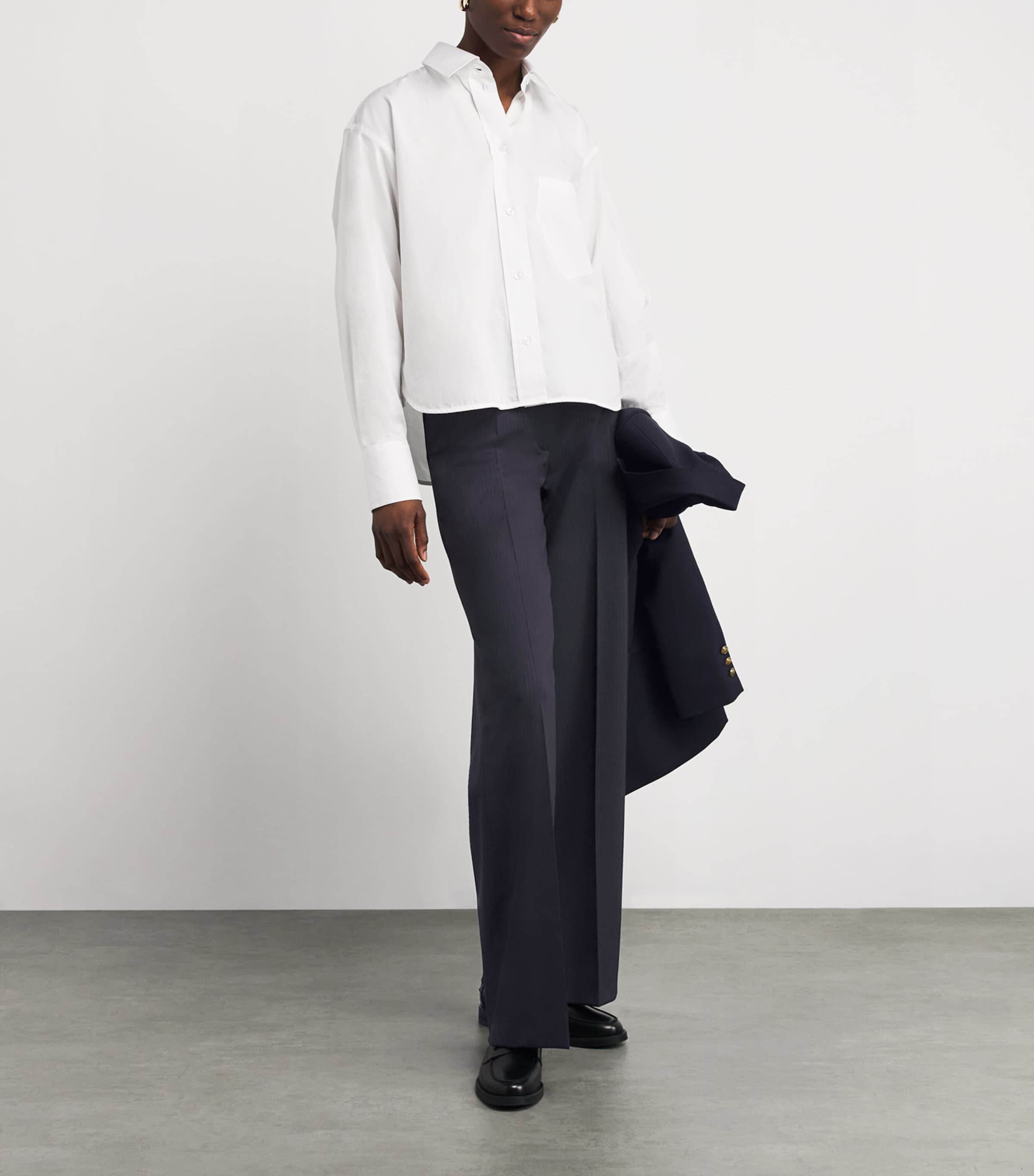 Wool-Blend Straight Leg Trousers NAVY BLUE Image 2