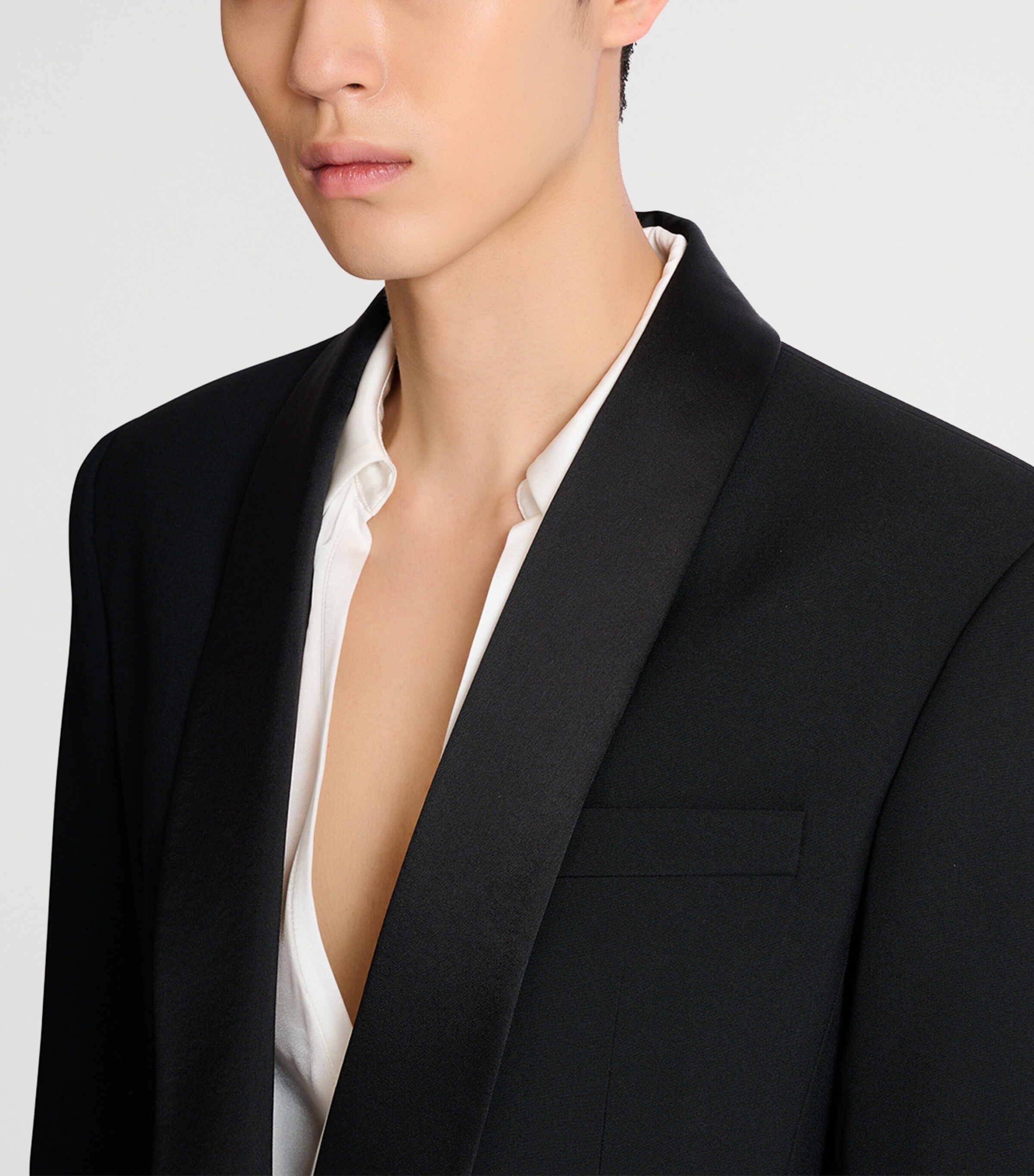 Balmain Mens Wool Shawl-Lapel Tuxedo Jacket Eap Noir/noir Image 8