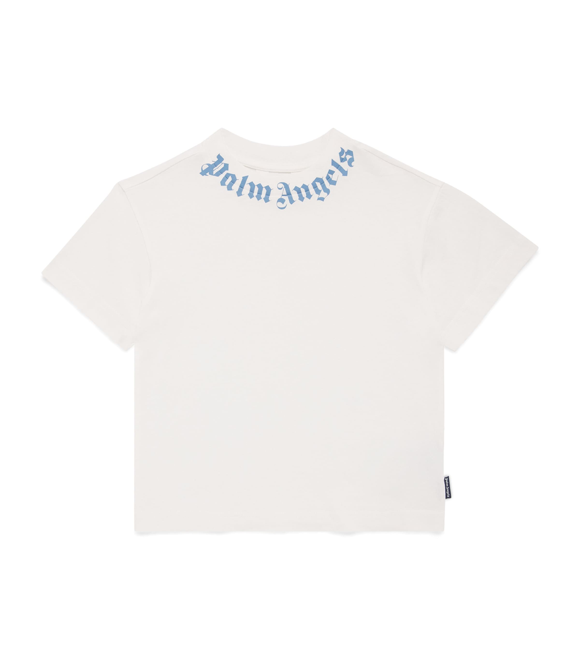 Palm Angels Kids Cotton Neck Logo T-Shirt (4-12+ Years) Light Blue Image 1
