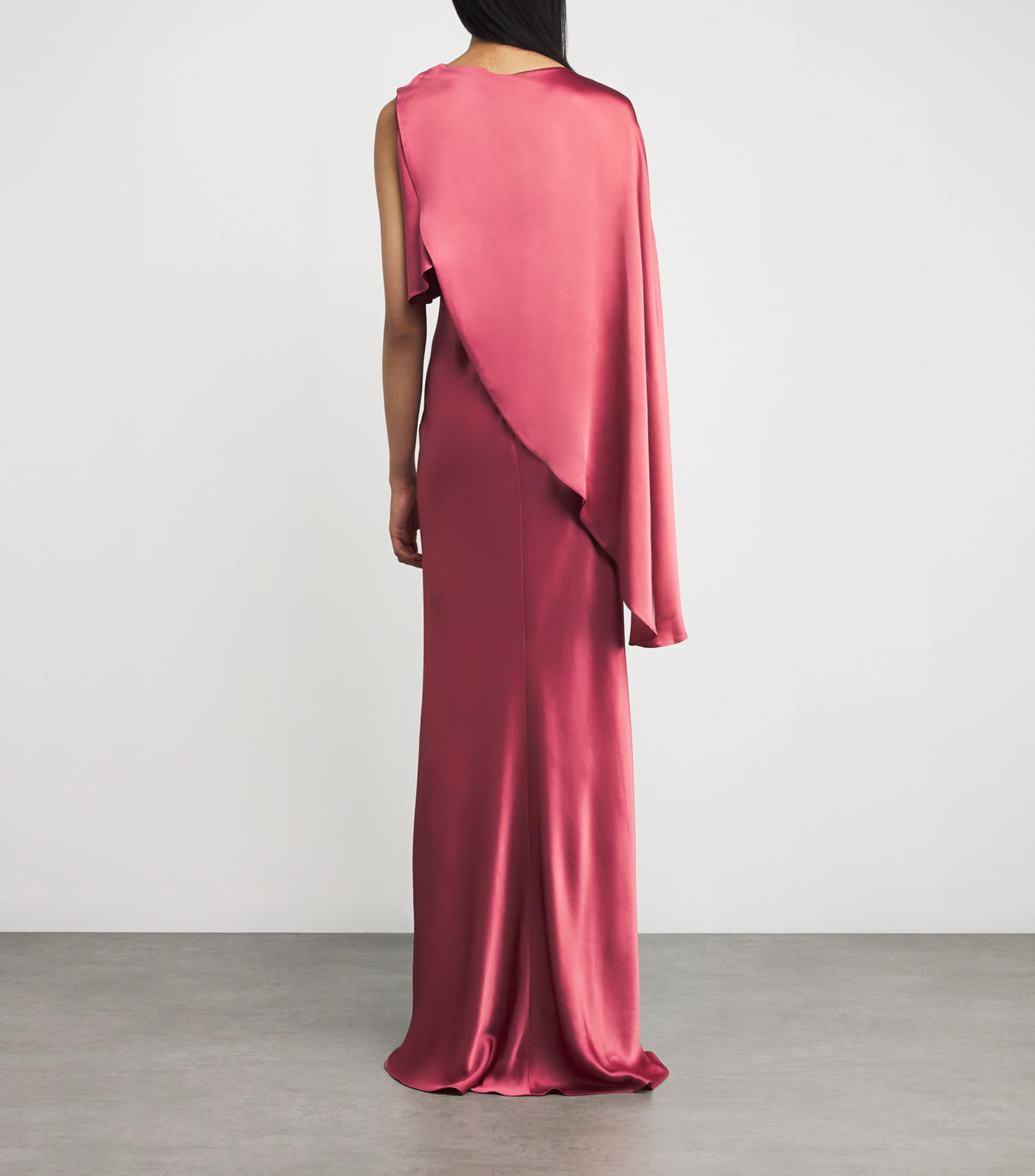 Satin Asymmetric Gown 678 DARK ROSE Image 3