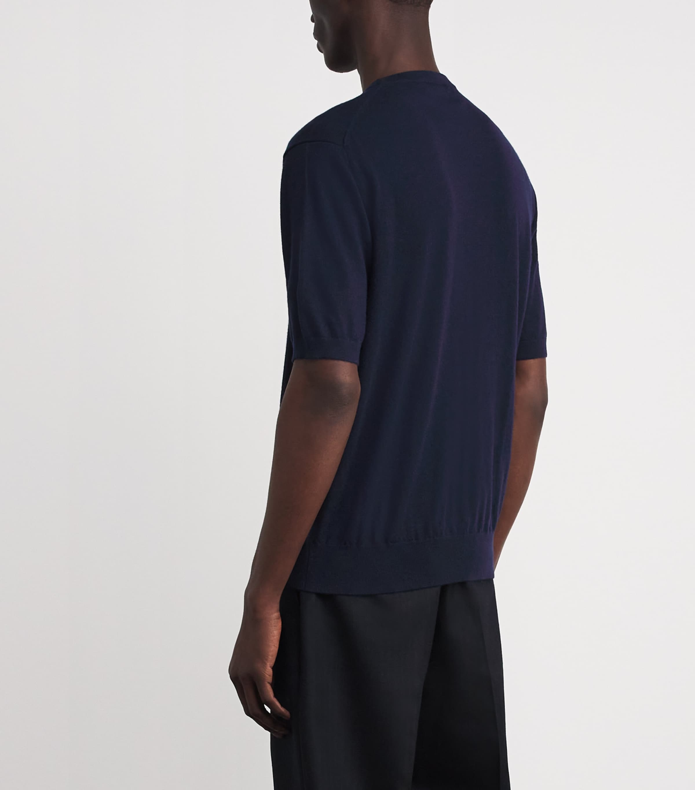 Cashmere Short-Sleeve Sweater NAVY Image 4