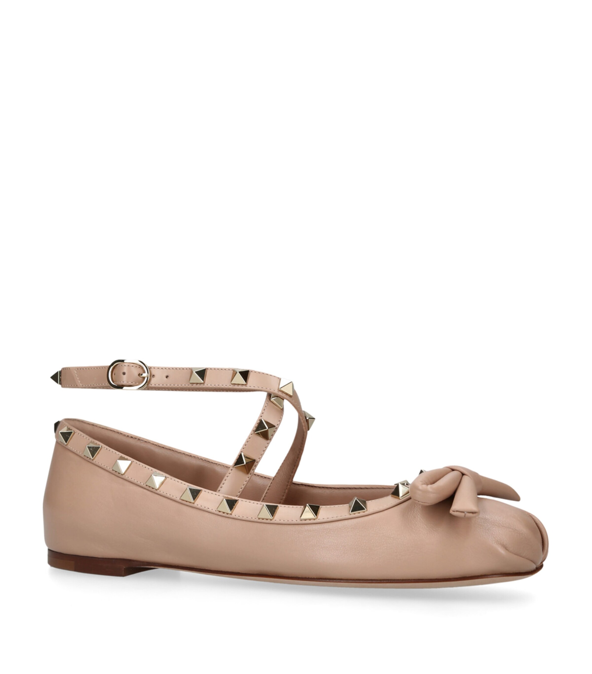 Valentino Garavani Leather Rockstud Ballet Flats Blush Image 5