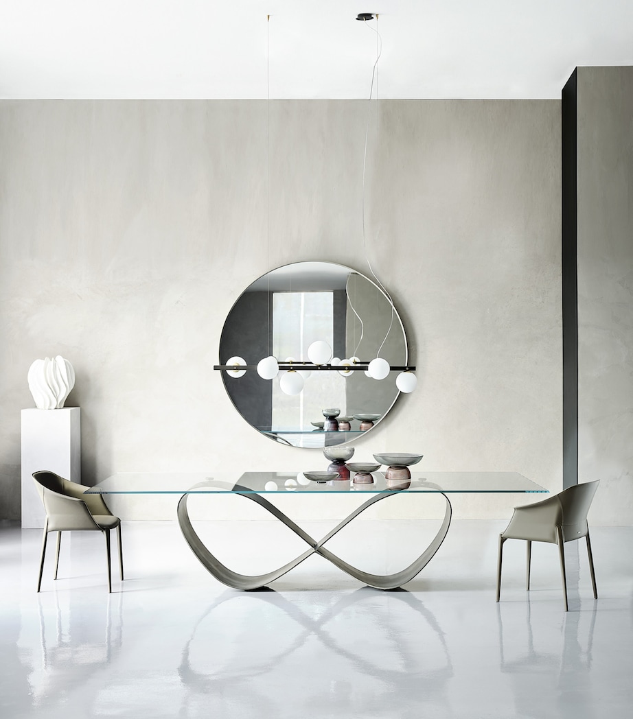 Steel and Glass Butterfly Dining Table BRUSHED GREY Image 2