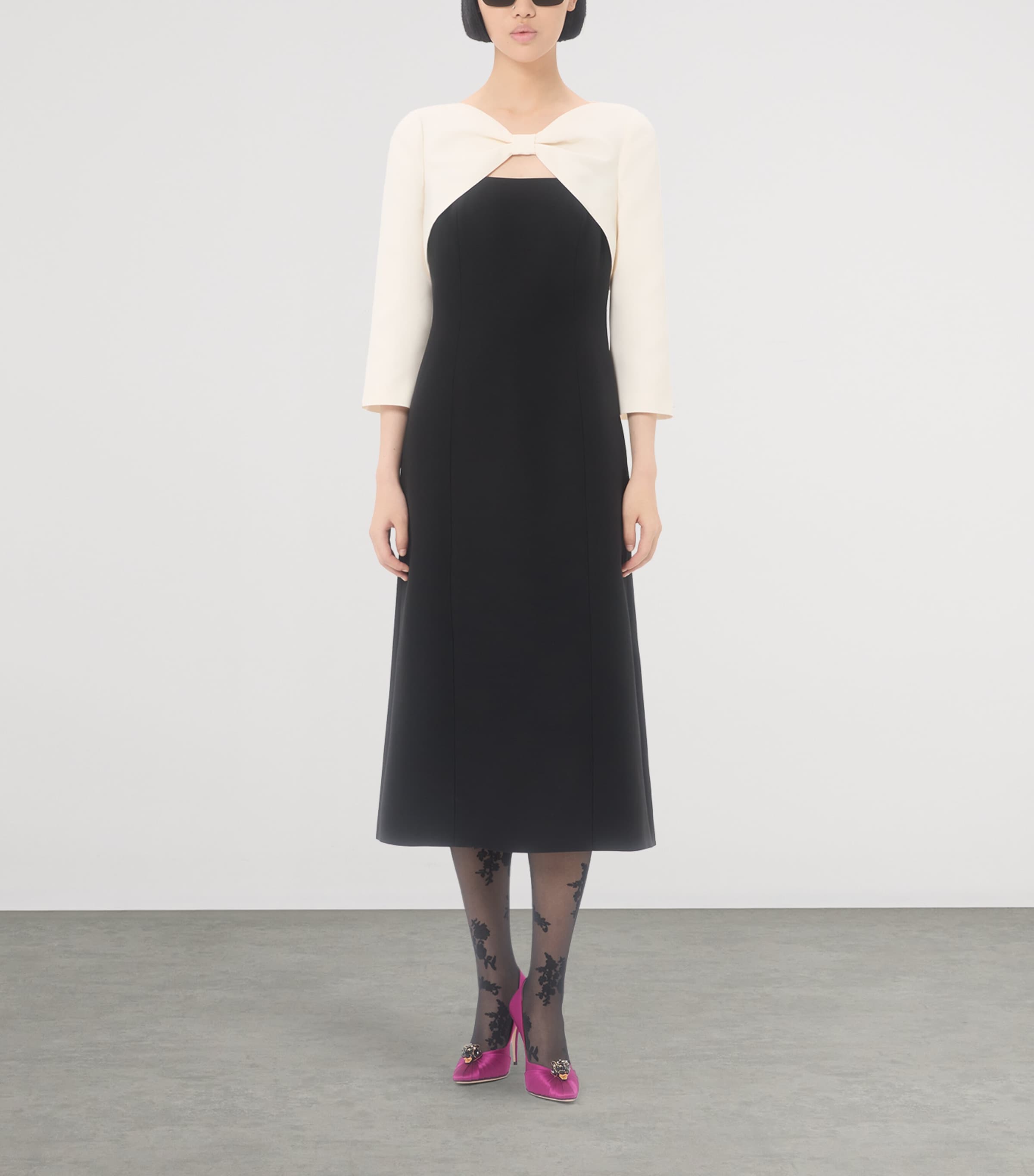 Wool-Silk Crepe Midi Dress 0NA Image 5