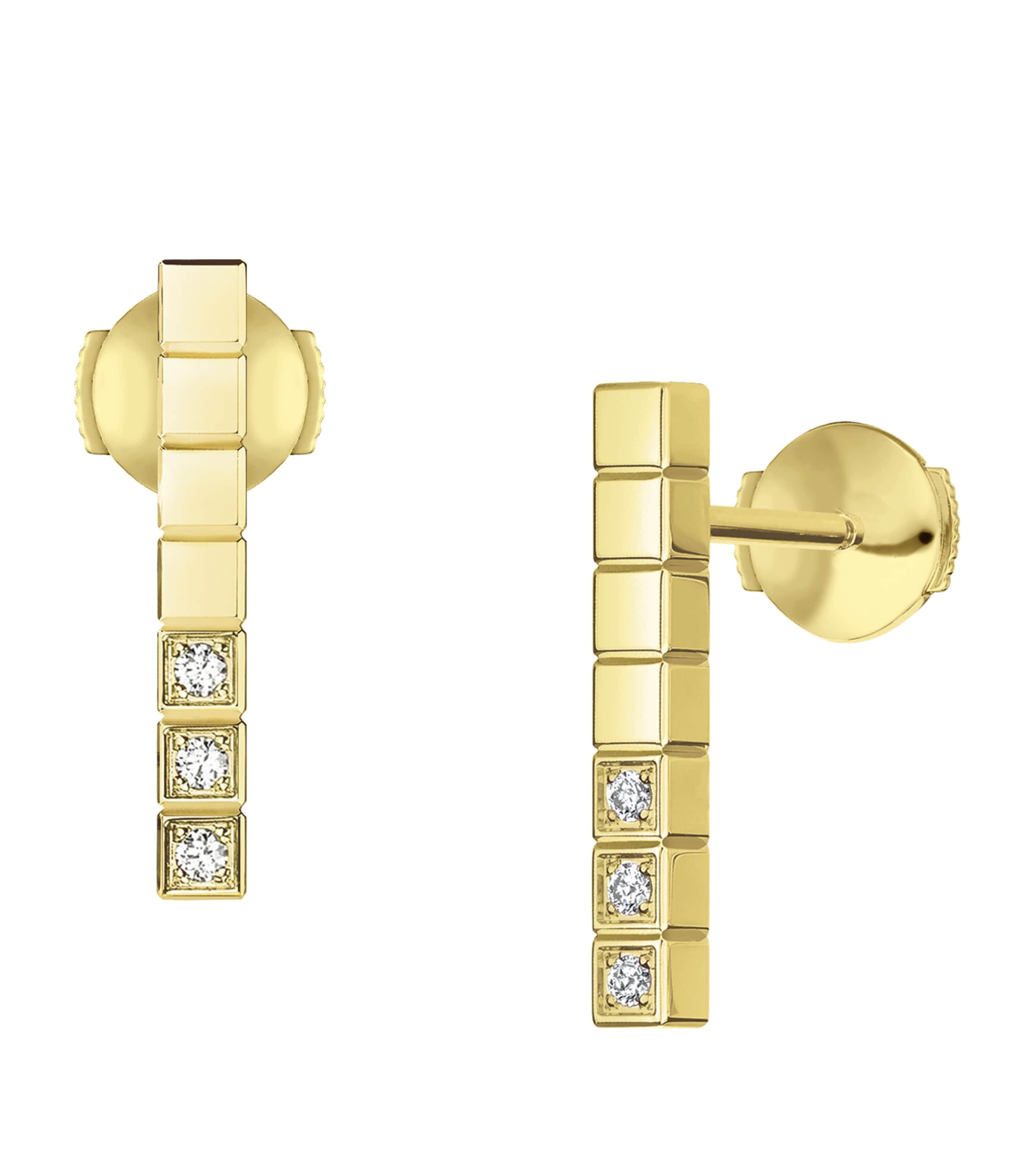Yellow Gold and Diamond Ice Cube Earrings 18K YELLOW GOLD Image 2