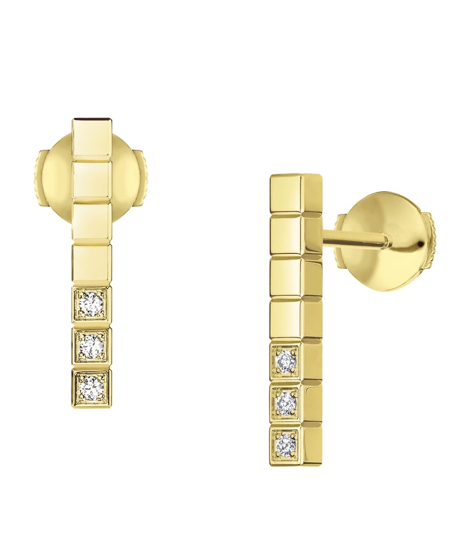 Yellow Gold and Diamond Ice Cube Earrings 18K YELLOW GOLD Image 2