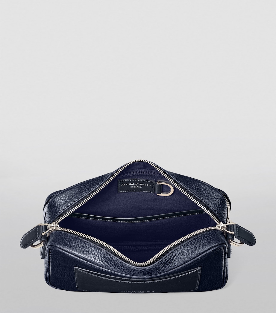 Leather Reporter East West Messenger Bag NAVY Image 5