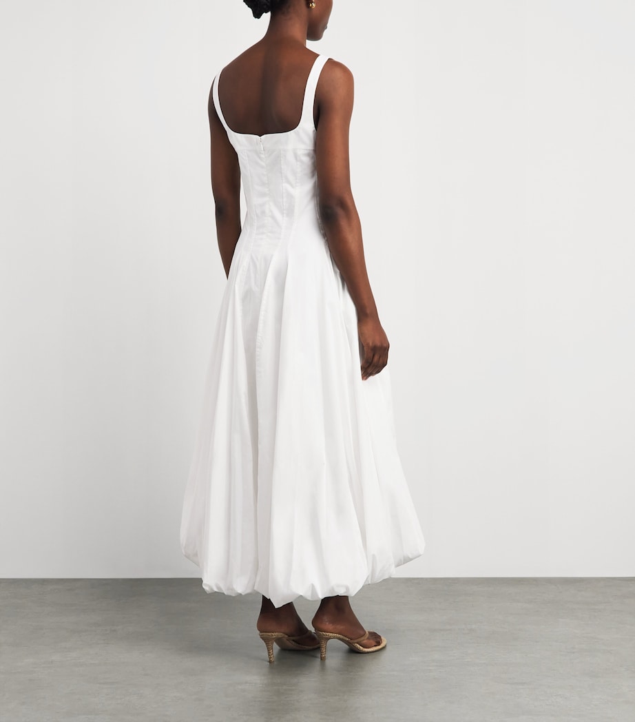 Simkhai Womens Cotton Bubble-Hem Hally Midi Dress White Image 4