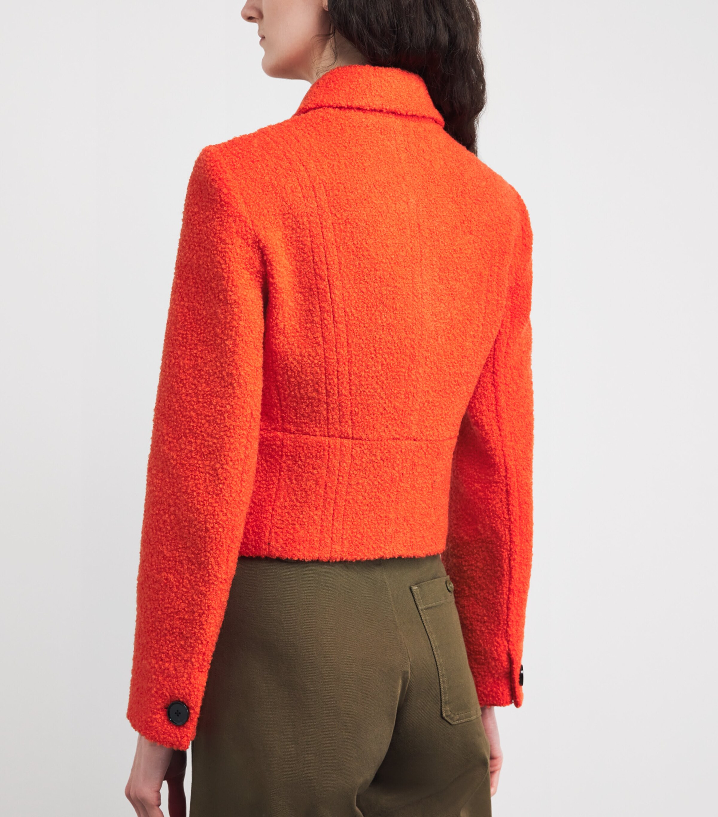 ME+EM Womens Wool-Blend Bouclé Cropped Jacket Vivid Orange Image 4