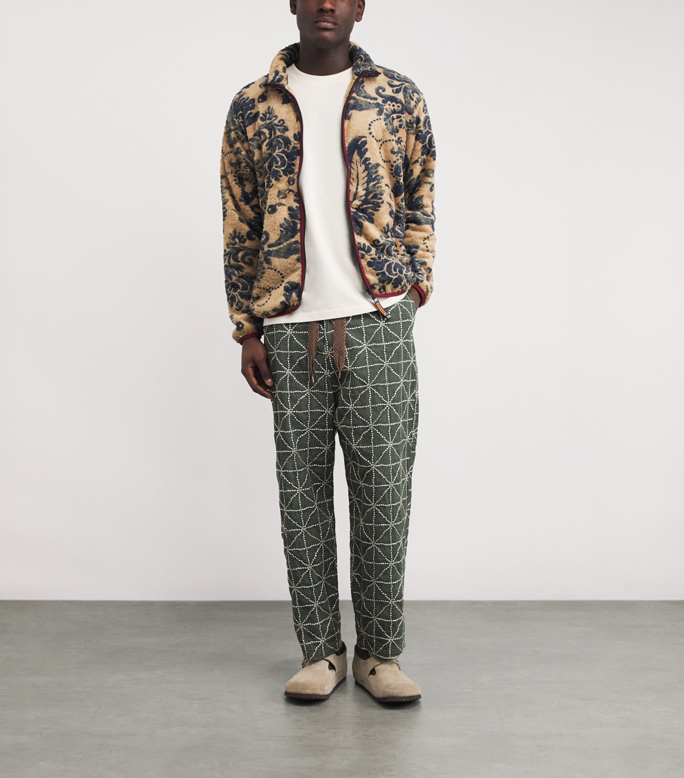 Embroidered Folk Dojo Straight Trousers GREEN Image 2