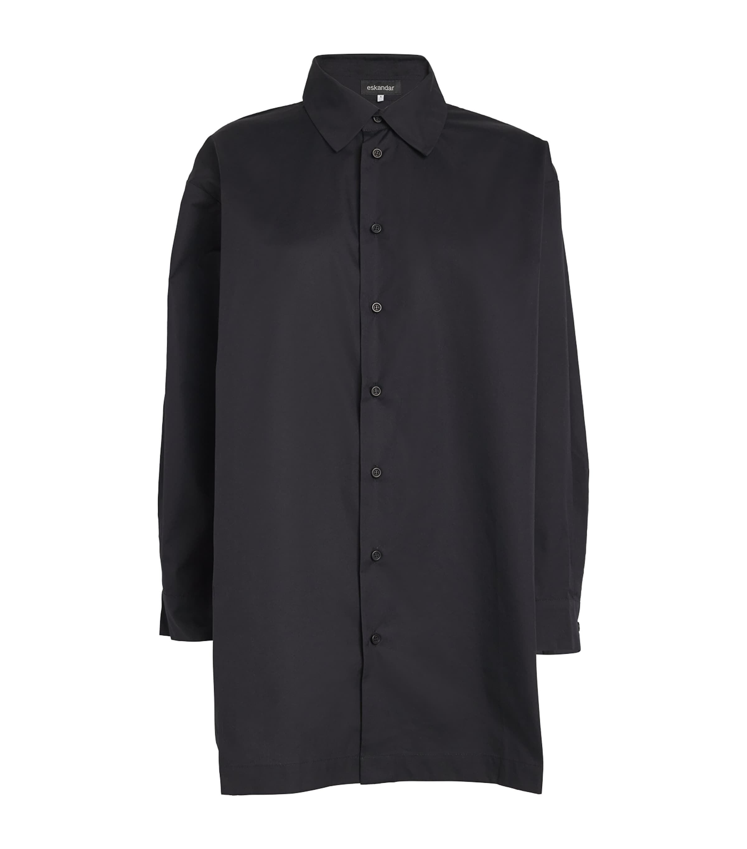 Eskandar Slim A-line Back-pleat Shirt In Black