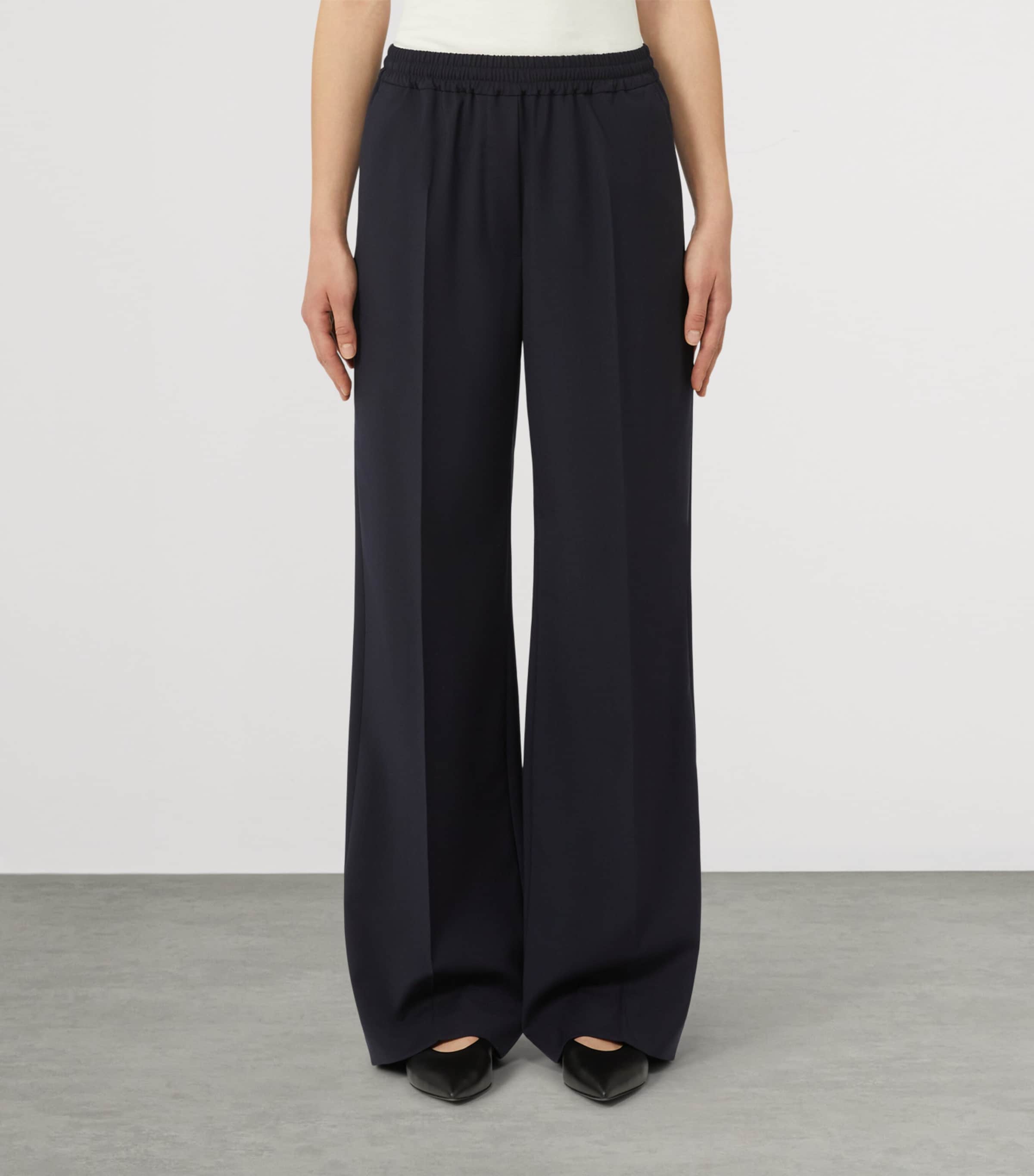 Weekend Max Mara Womens Virgin Wool Straight-Leg Trousers Navy Image 3