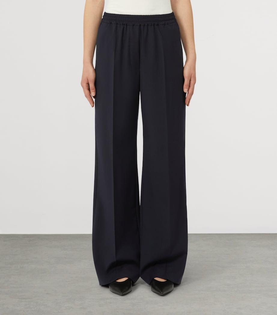 Weekend Max Mara Womens Virgin Wool Straight-Leg Trousers Navy Image 3