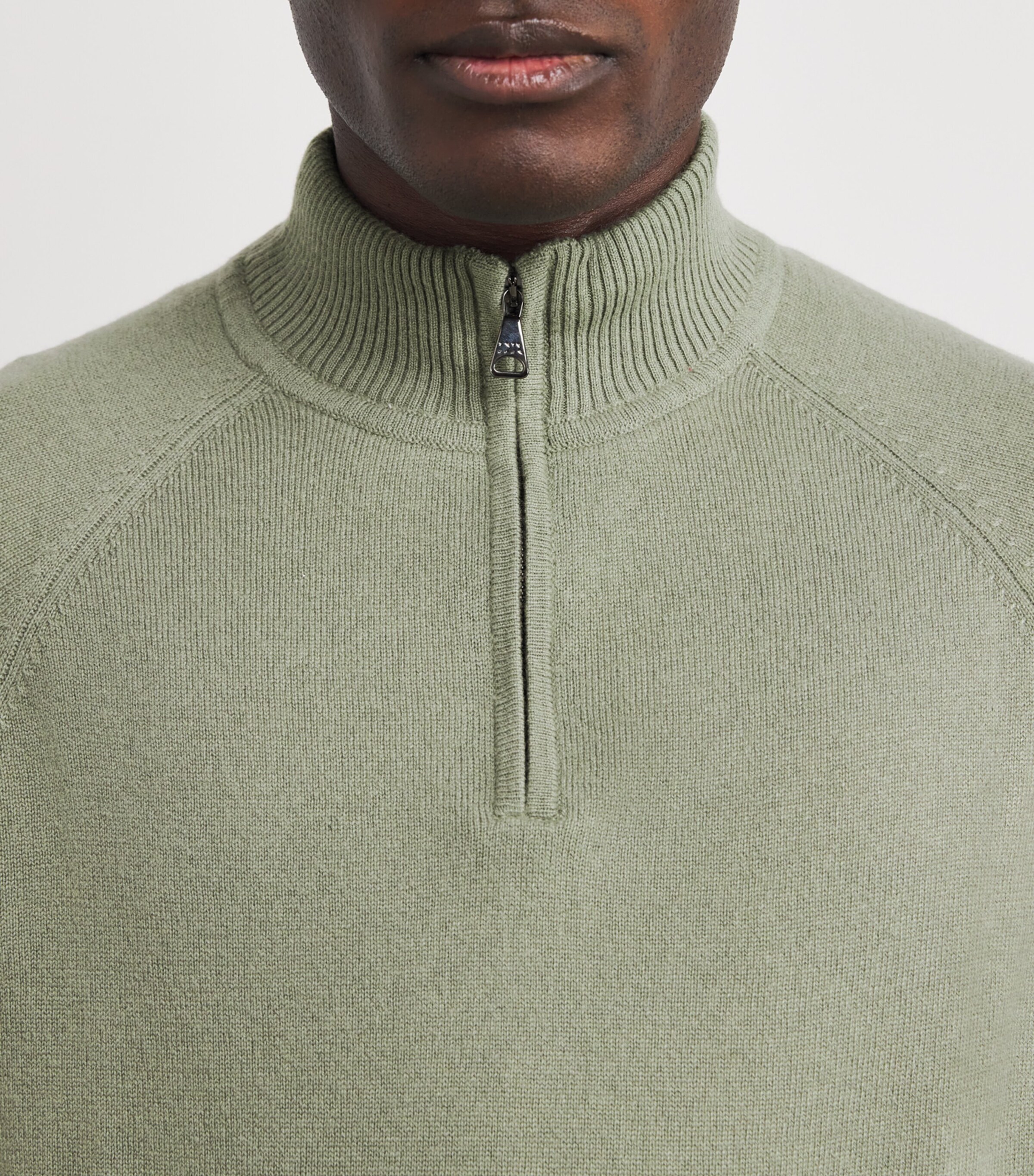 Derek Rose Mens Cashmere Quarter-Zip Sweater Green Image 6