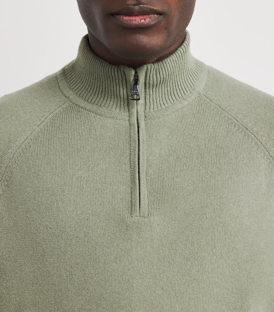 Cashmere Quarter-Zip Sweater GREEN Image 6
