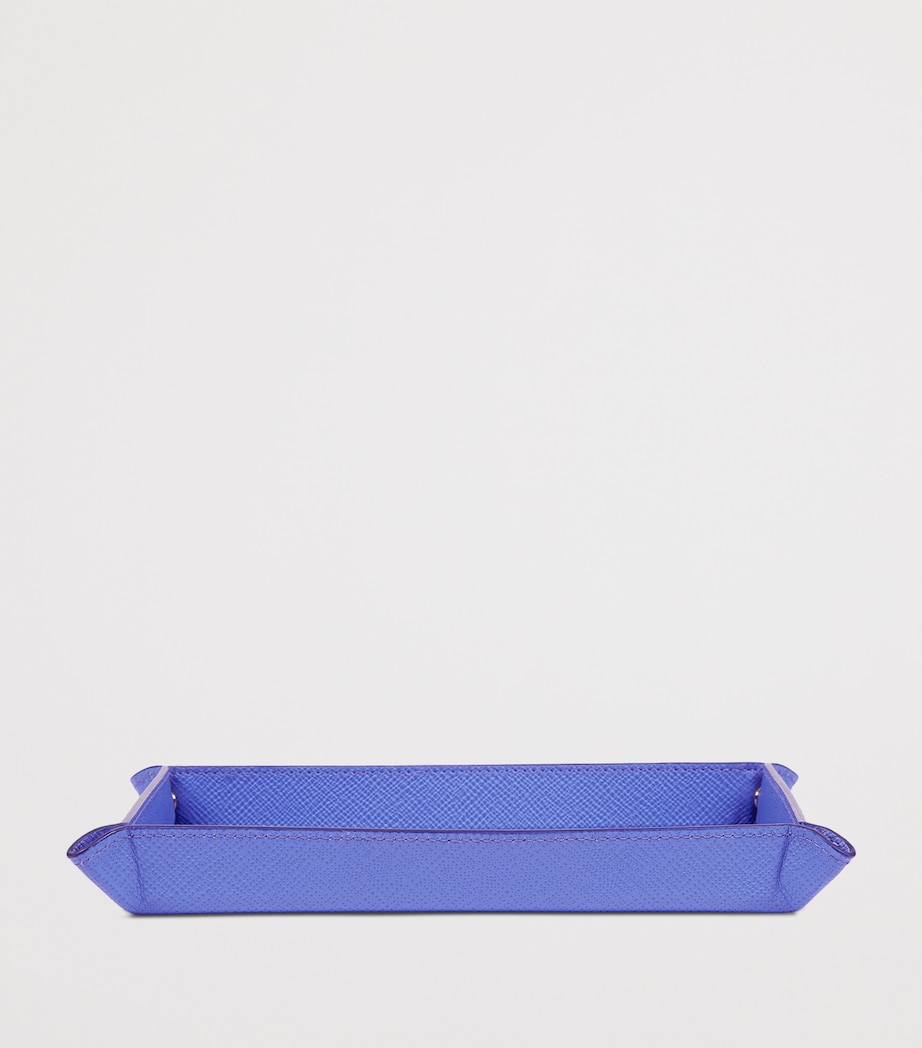 Small Leather Panama Rectangular Trinket Tray U VIOLET Image 2