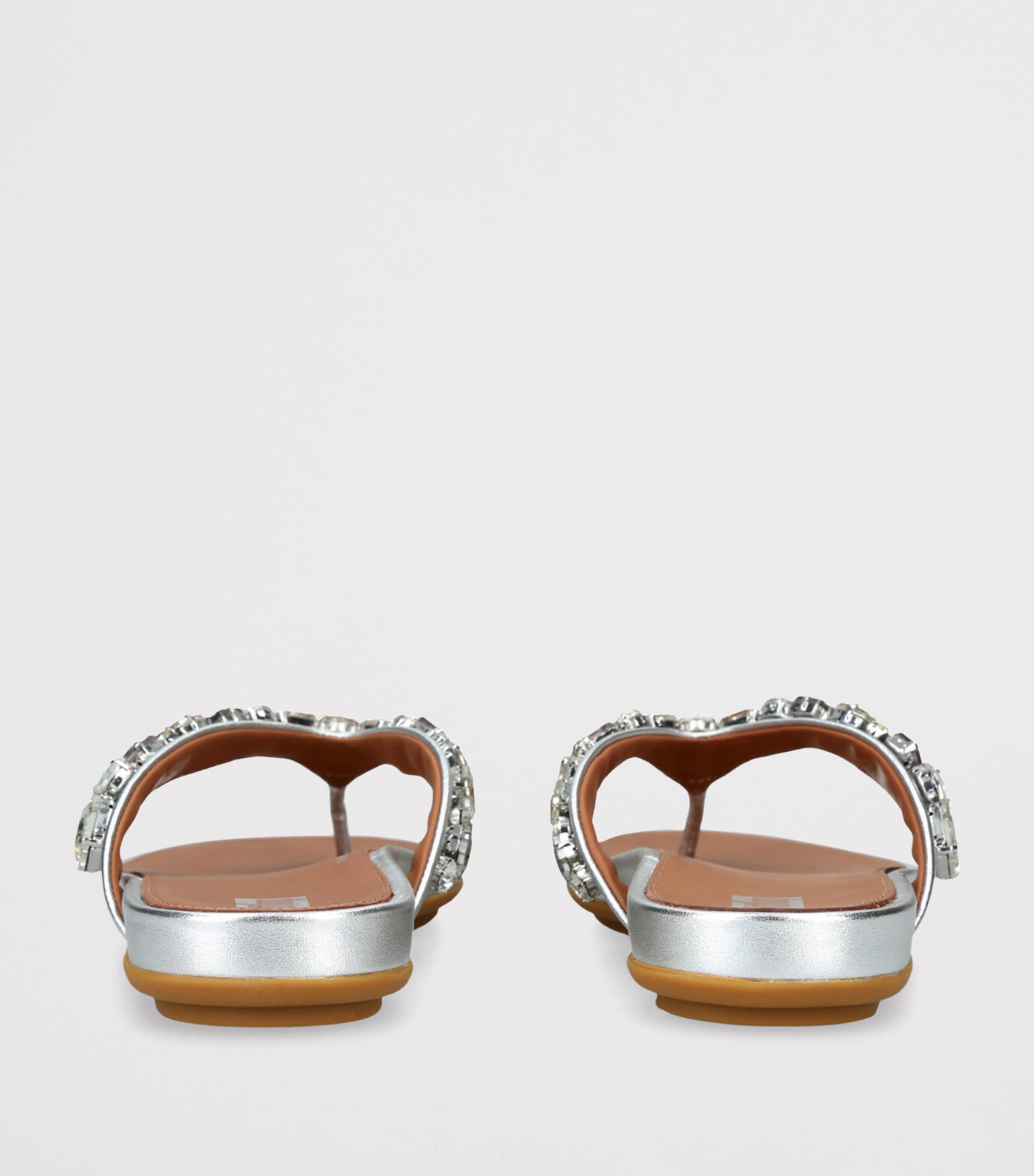 FitFlop Leather Embellished Gracie Flip Flops Silver Image 2