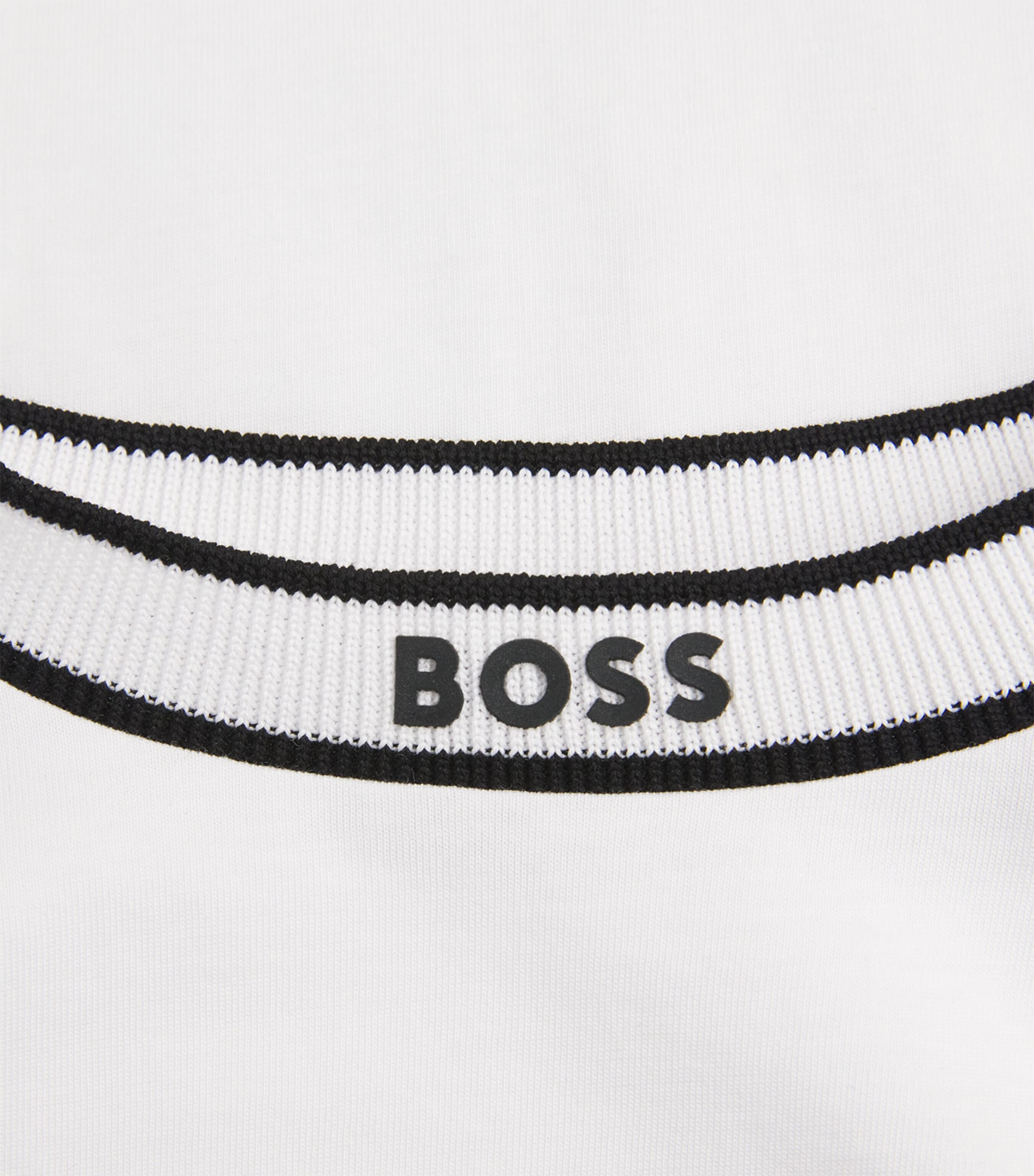 BOSS Mens Cotton Stripe-Detail T-Shirt White Image 6