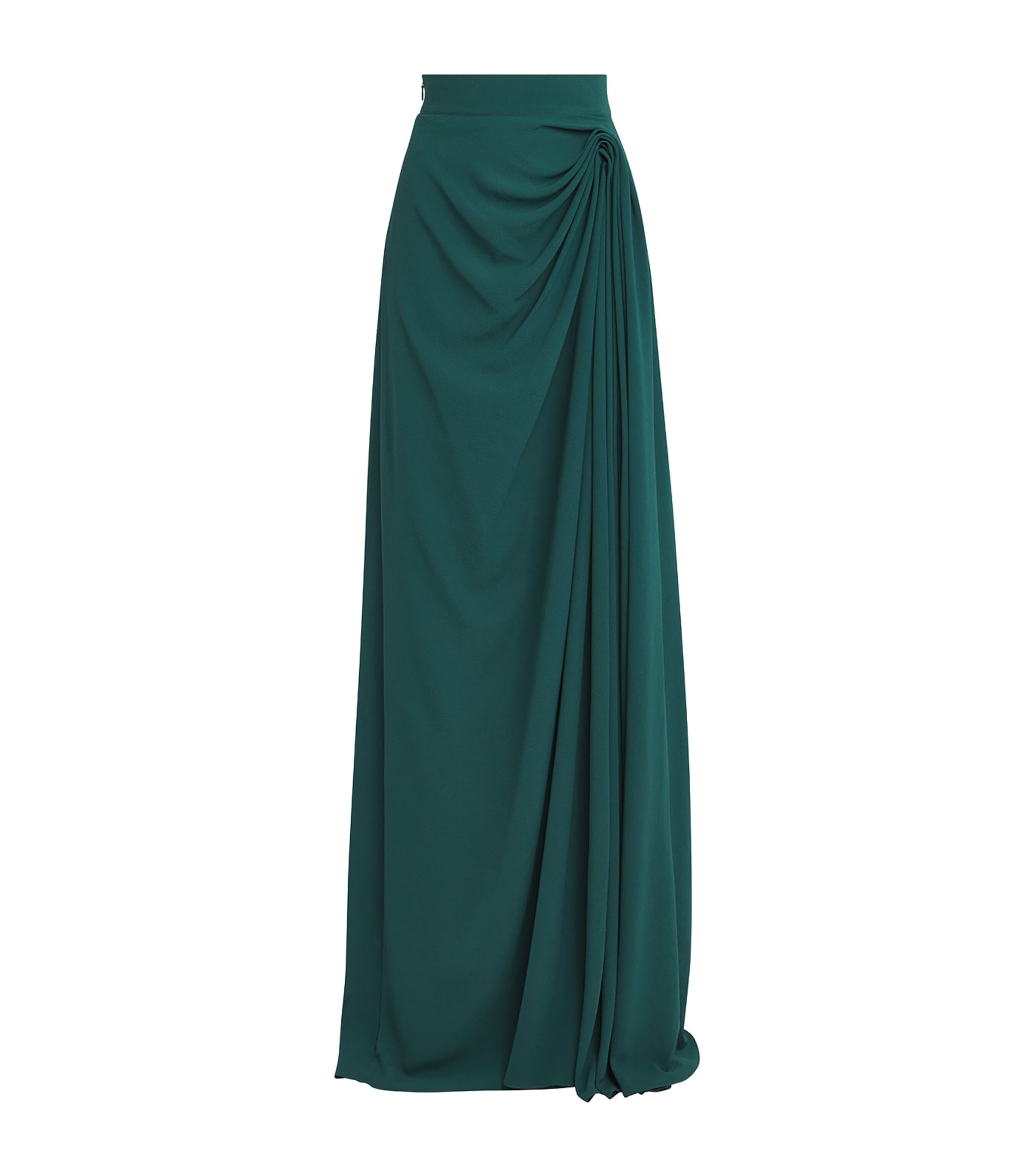 Edeline Lee Ruched Maxi Skirt In Green