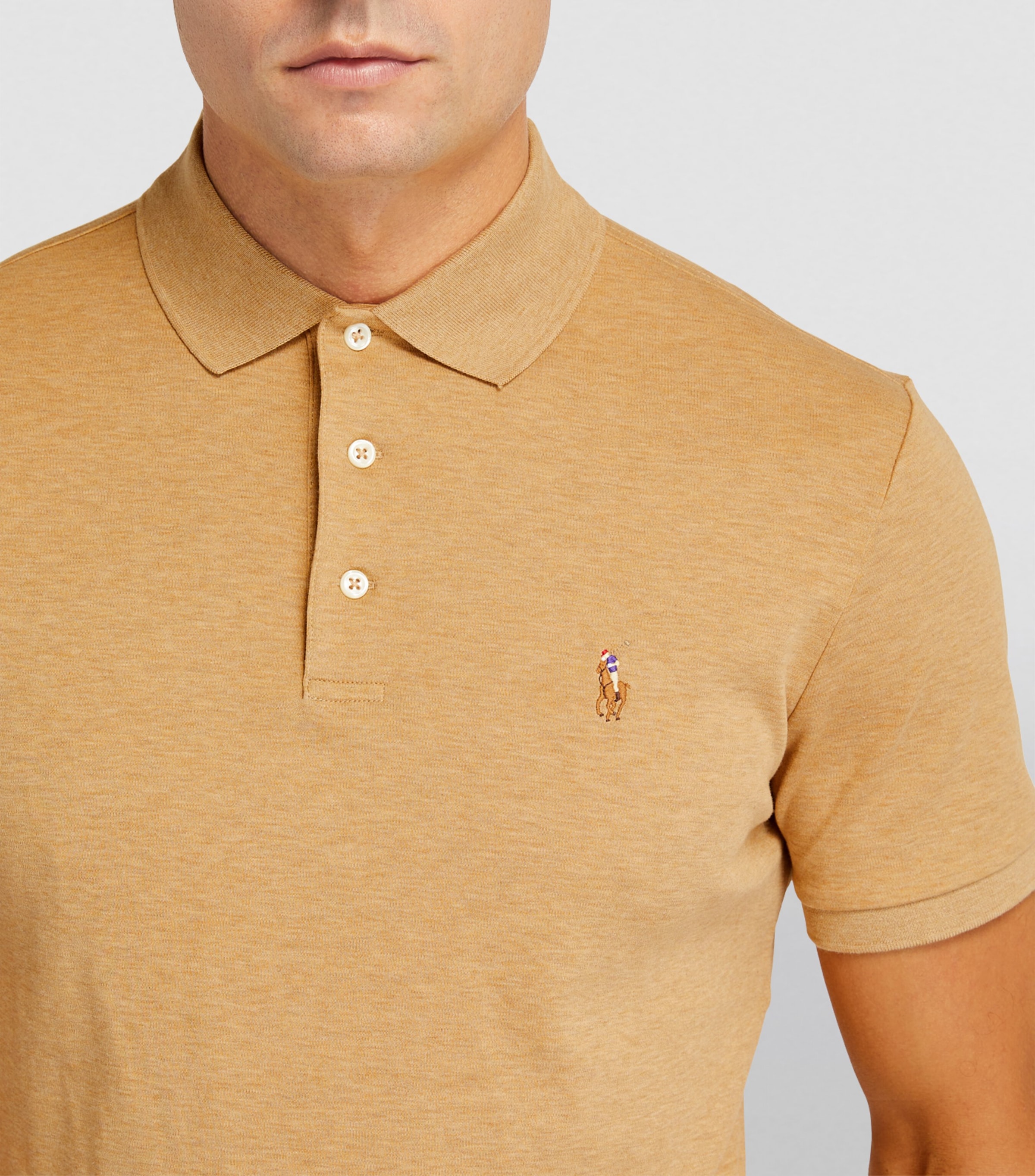 Pima Cotton Polo Shirt CAMEL Image 6