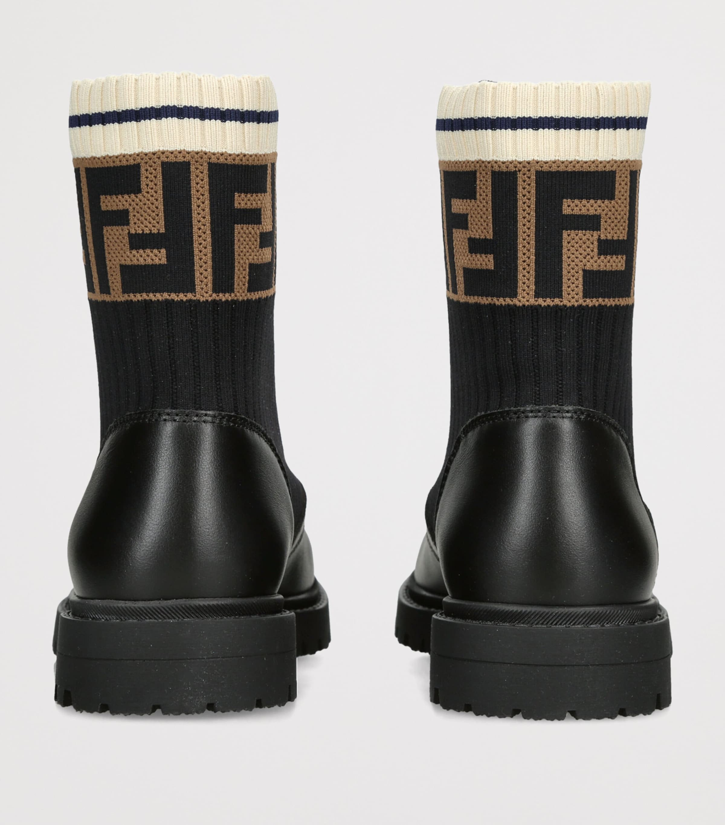 Fendi Kids Leather Logo Boots Black/comb Image 4