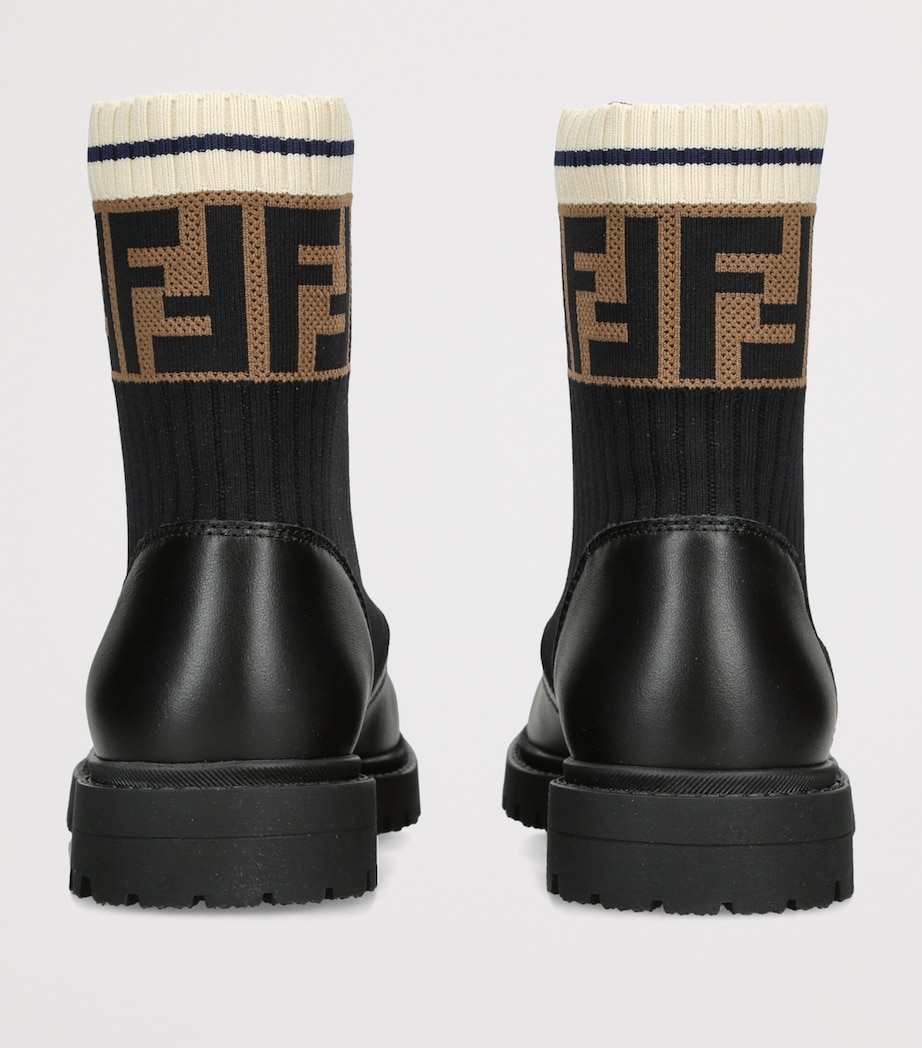 Fendi Kids Leather Logo Boots Black/comb Image 4