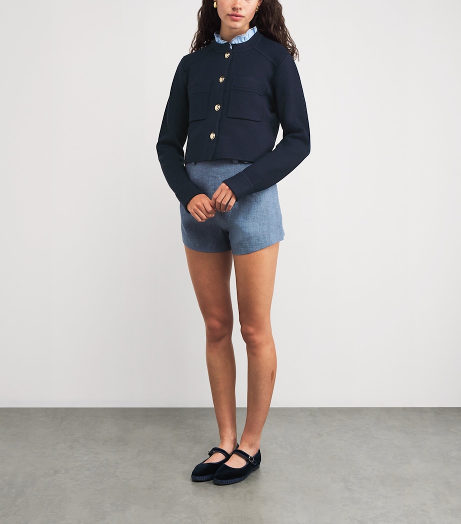 Ruffle-Collar Cardigan NAVY BLUE Image 2