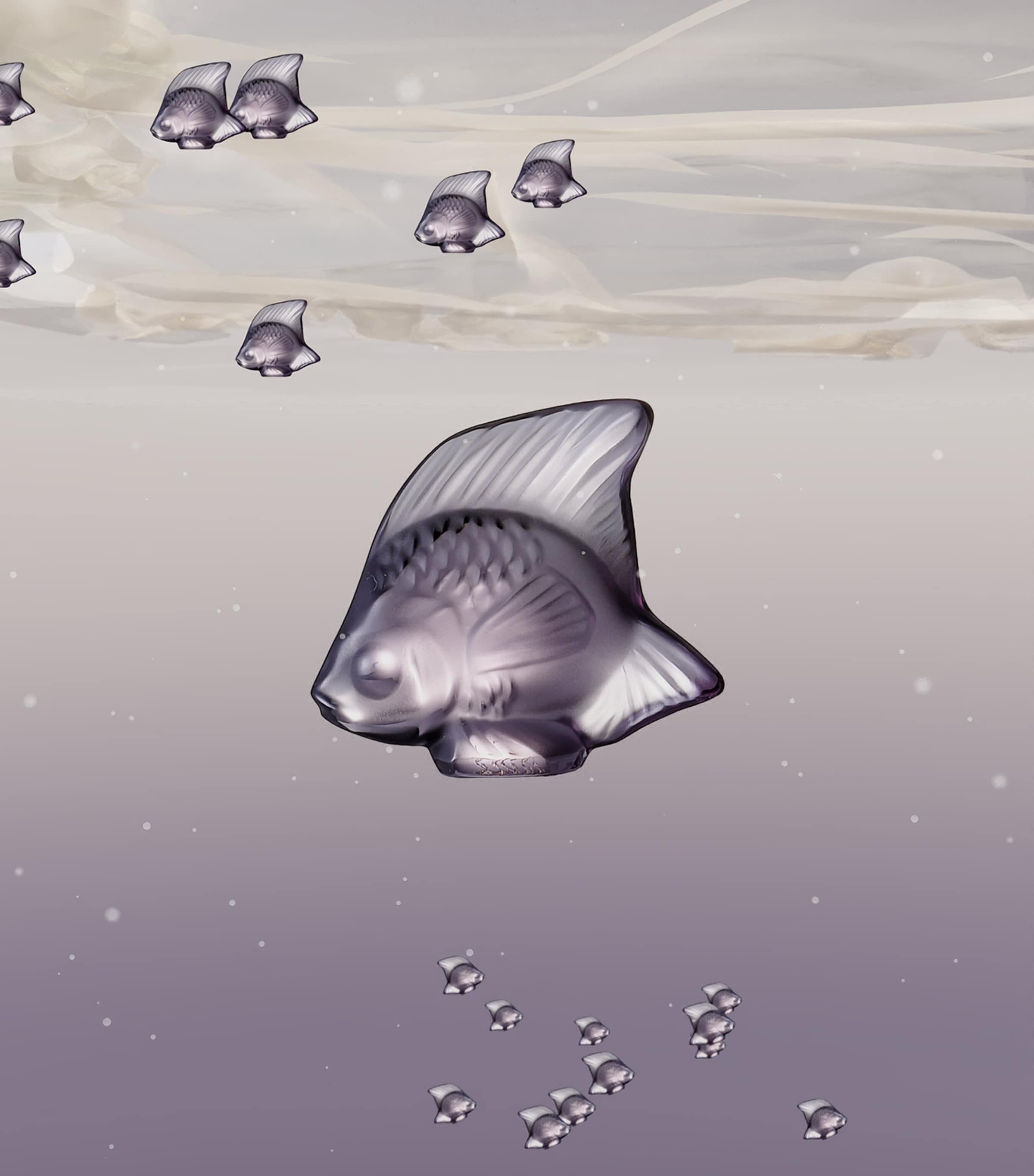 Lalique Crystal Fish Sculpture Dusk Purple Image 2