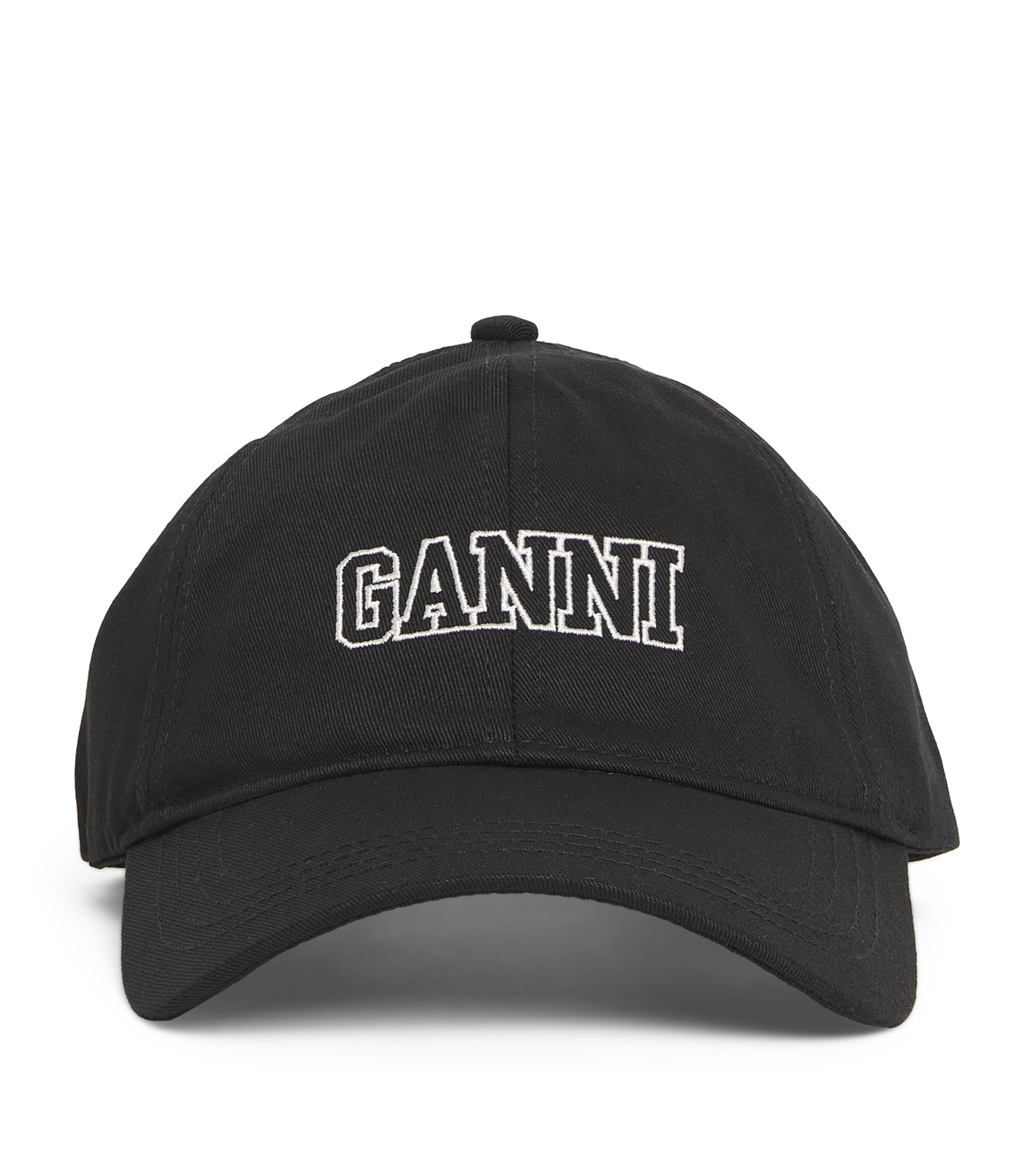 Ganni Embroidered-logo Baseball Cap In Black