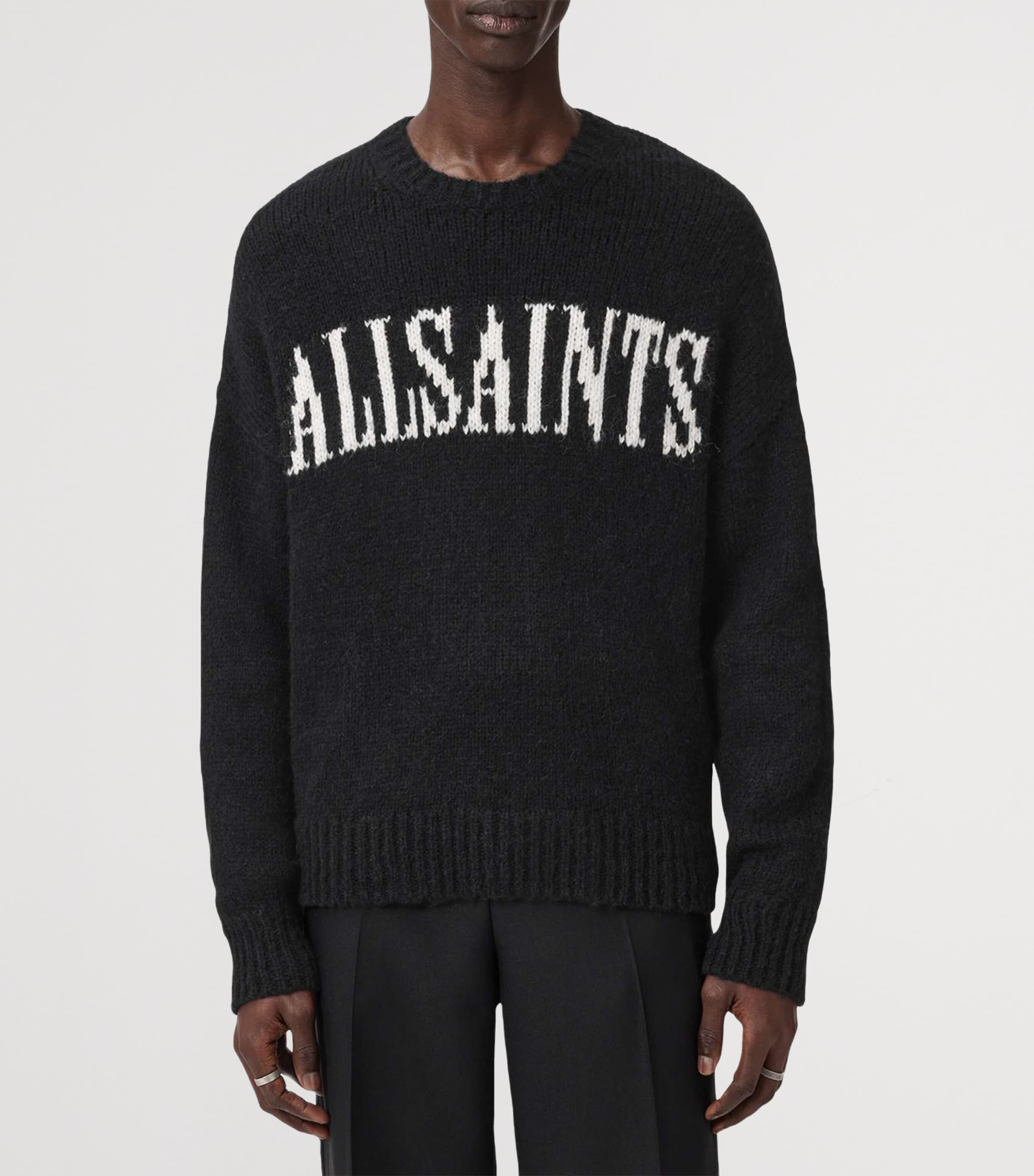 Organic Cotton-Blend Stokes Logo Sweater BLACK/ECRU WHITE Image 5