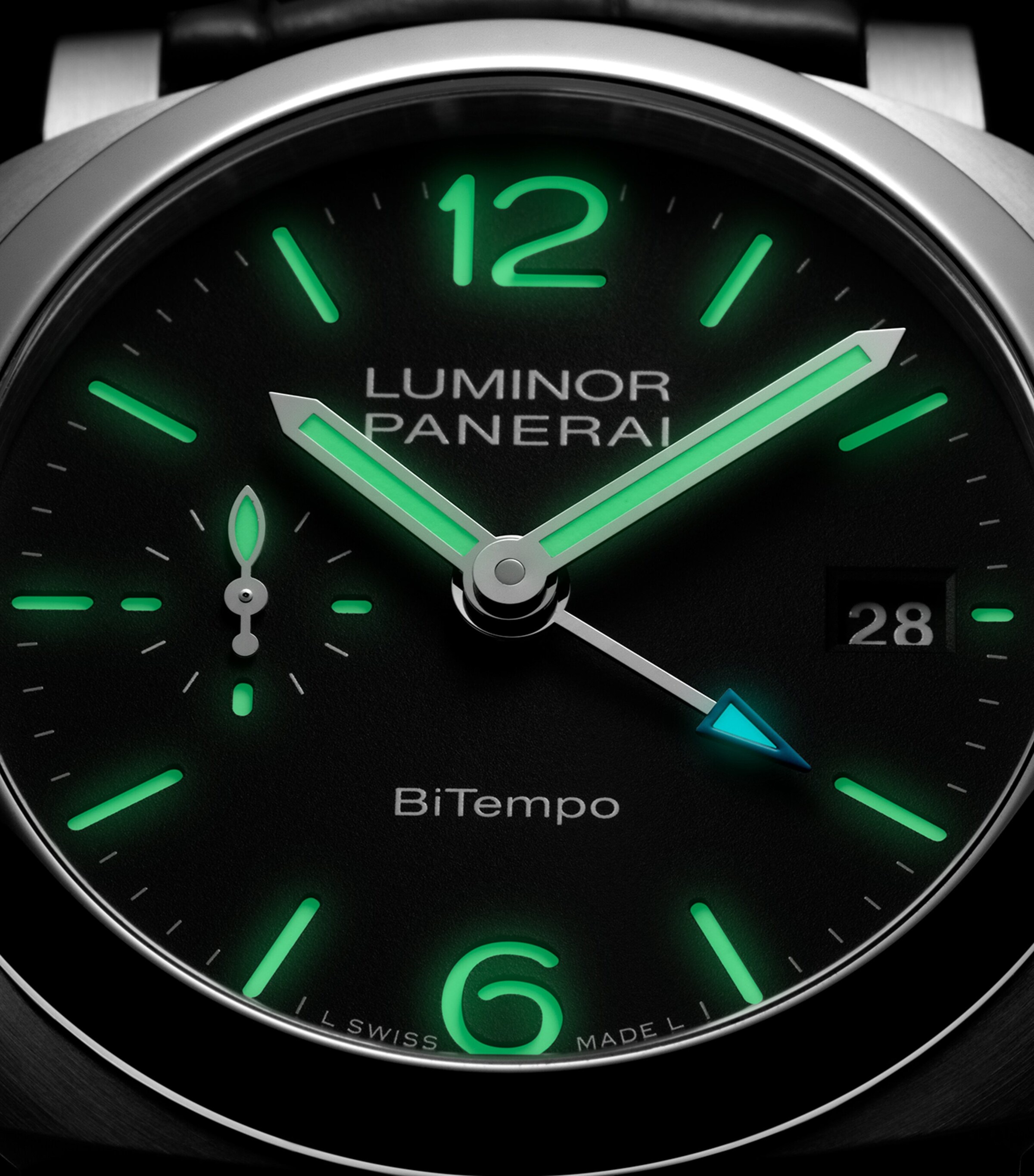 Panerai Stainless Steel Luminor Quaranta BiTempo Watch 40mm Black Image 2