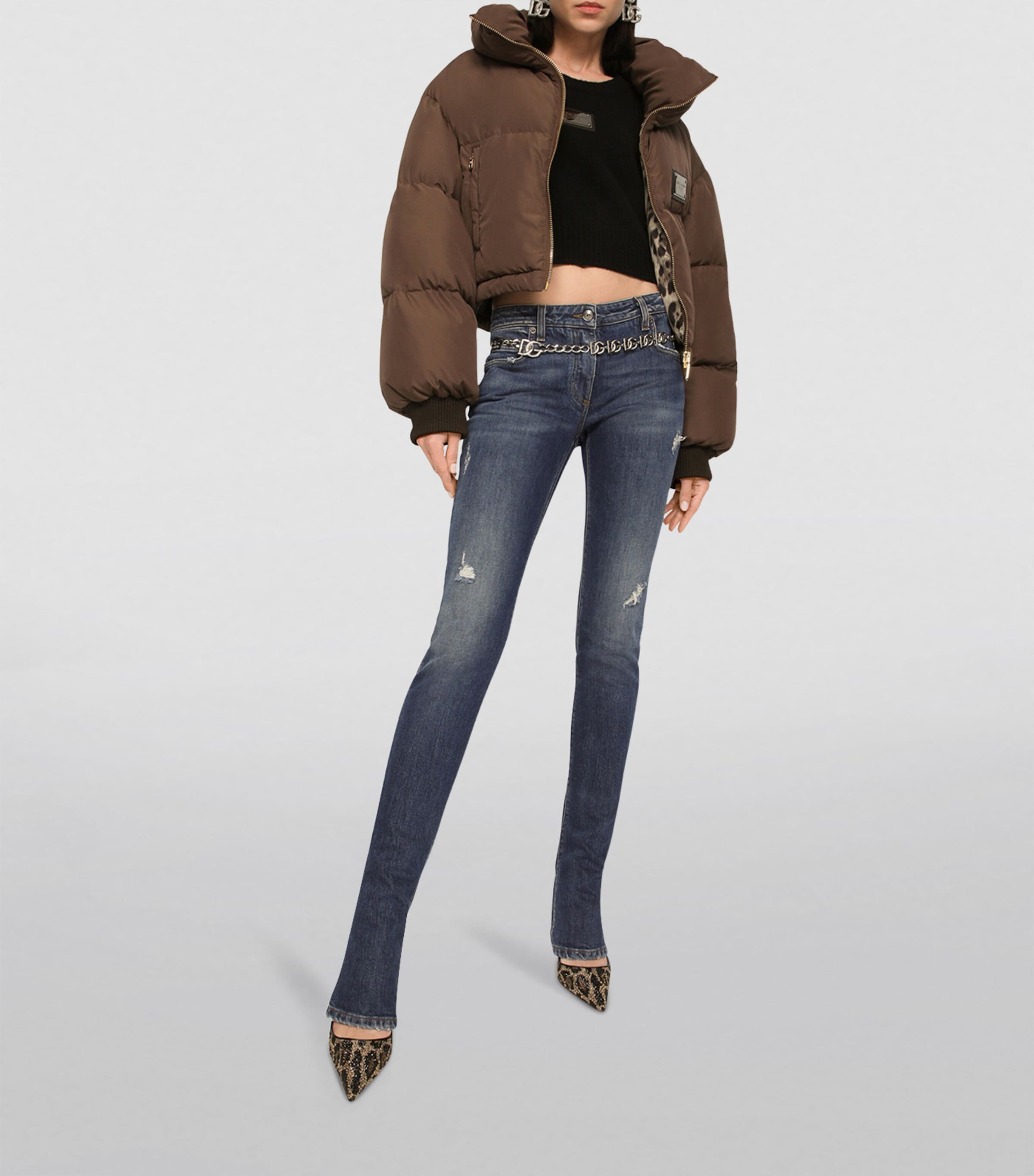 Wool-Cashmere Cropped Sweater N0000-BLACK Image 4