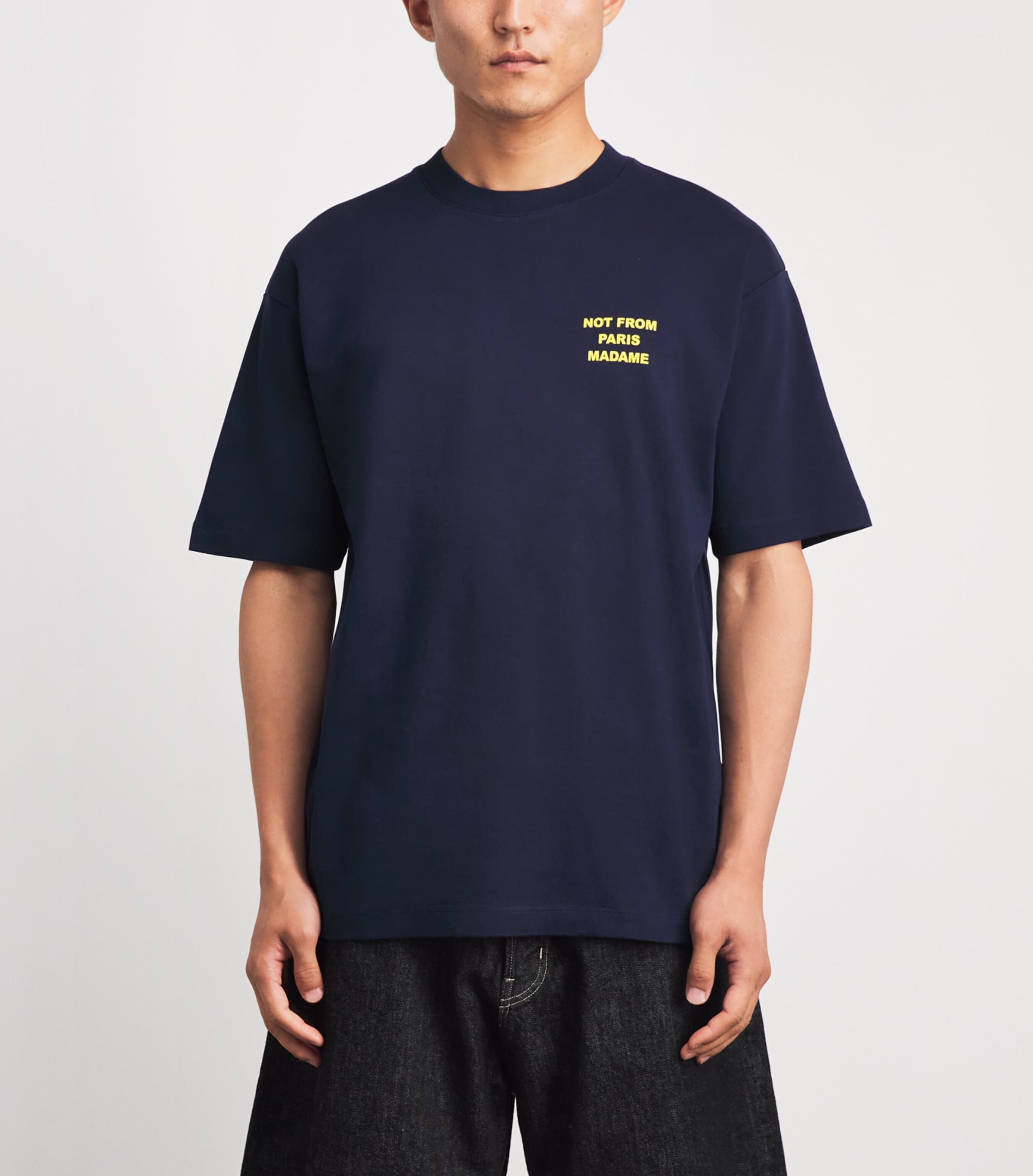 Drôle de Monsieur Mens Cotton Slogan T-Shirt Navy Image 4