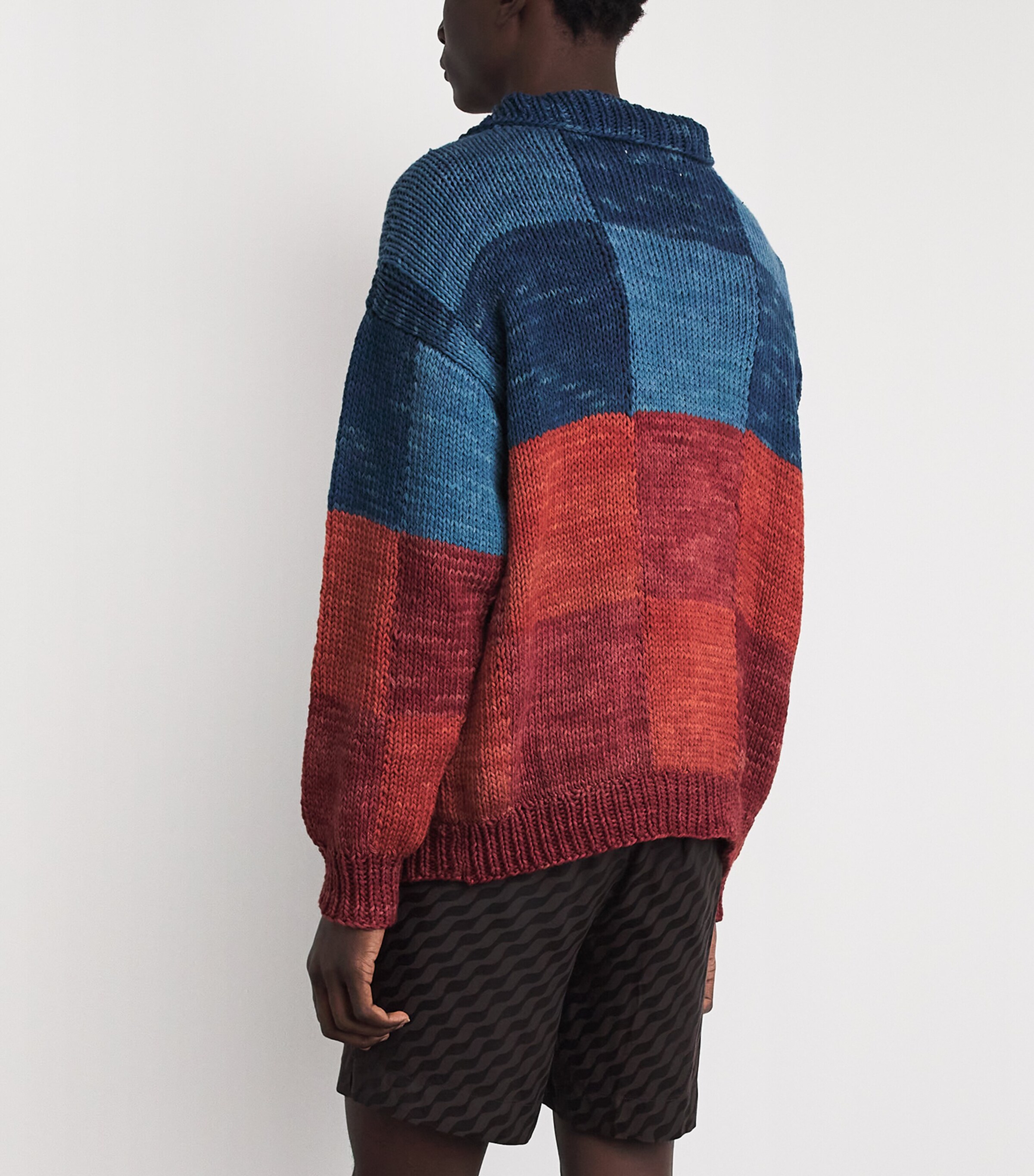 Kartik Research Mens Cotton Check Knitted Rugby Sweater Red/ Blue Image 5