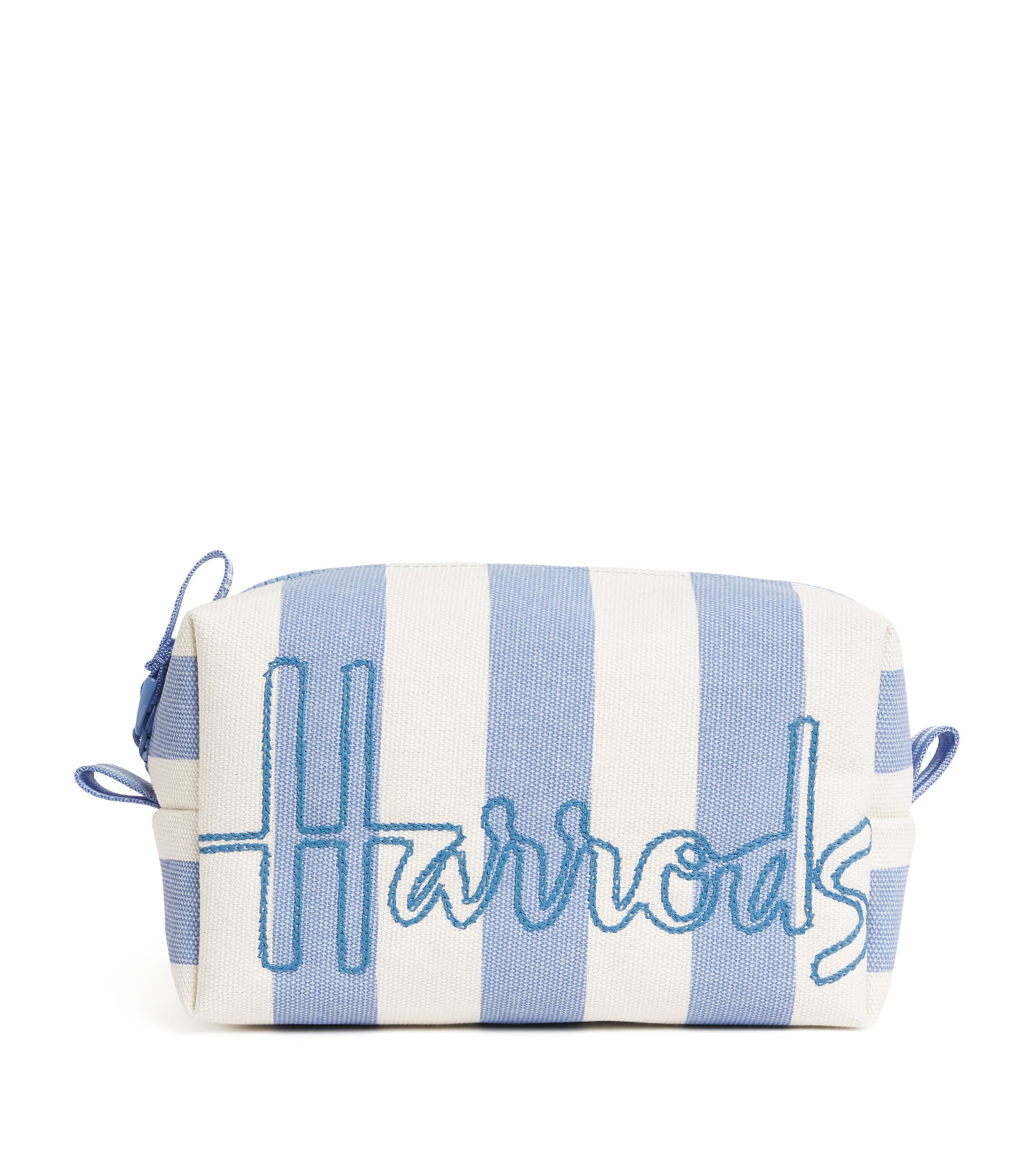 Cotton Stripe Logo Cosmetics Bag BLUE Image 1