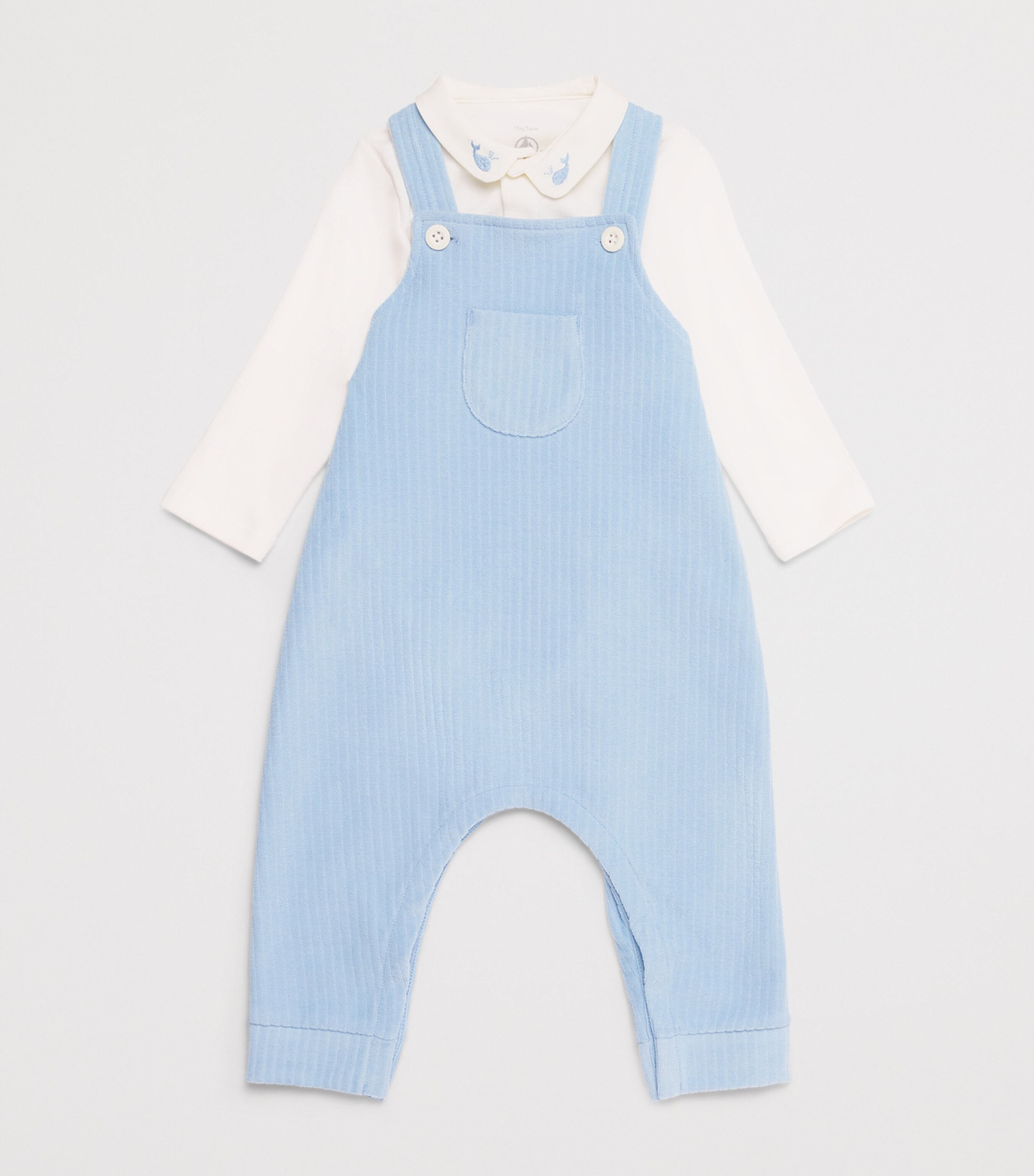 Cotton Bodysuit and Dungarees Set (1-18 Months) FLO/MILK Image 3