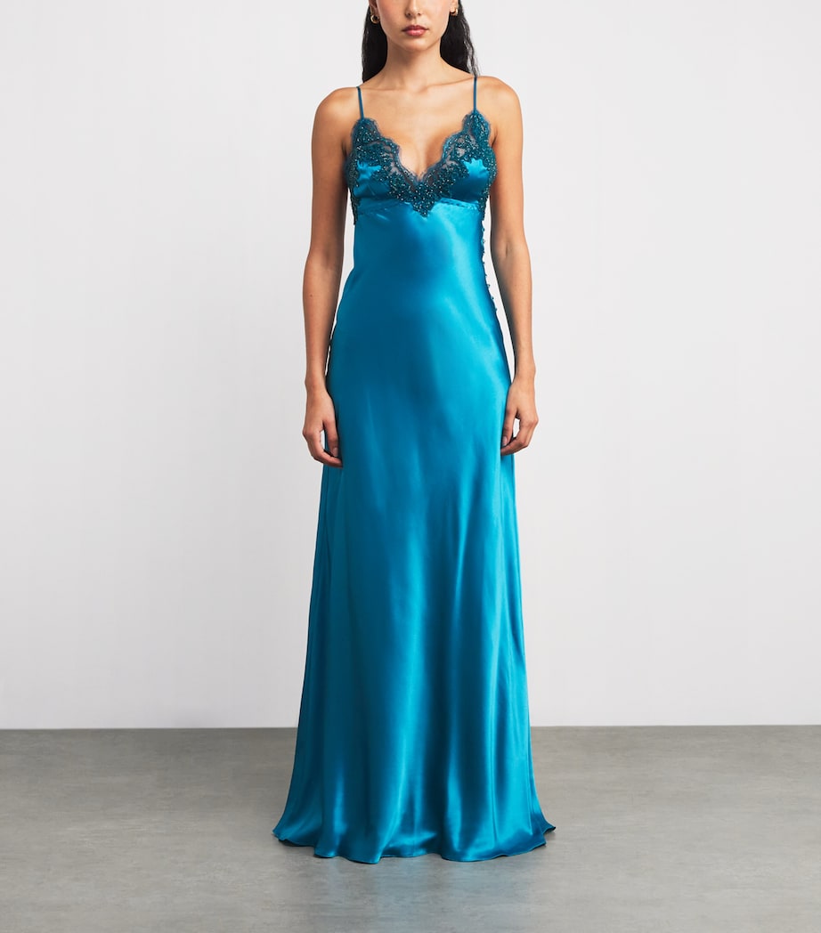 Silk Hope Maxi Nightdress PETROL BLUE GREEN Image 3